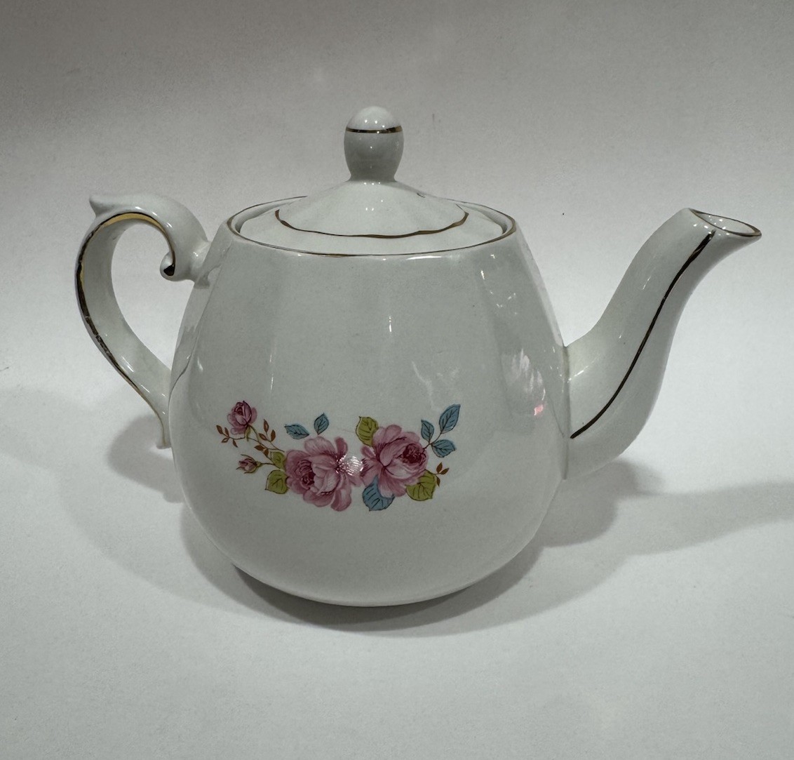 Ellgreave Wood & Sons Teapot Pink Floral Genuine Ironstone England Vintage