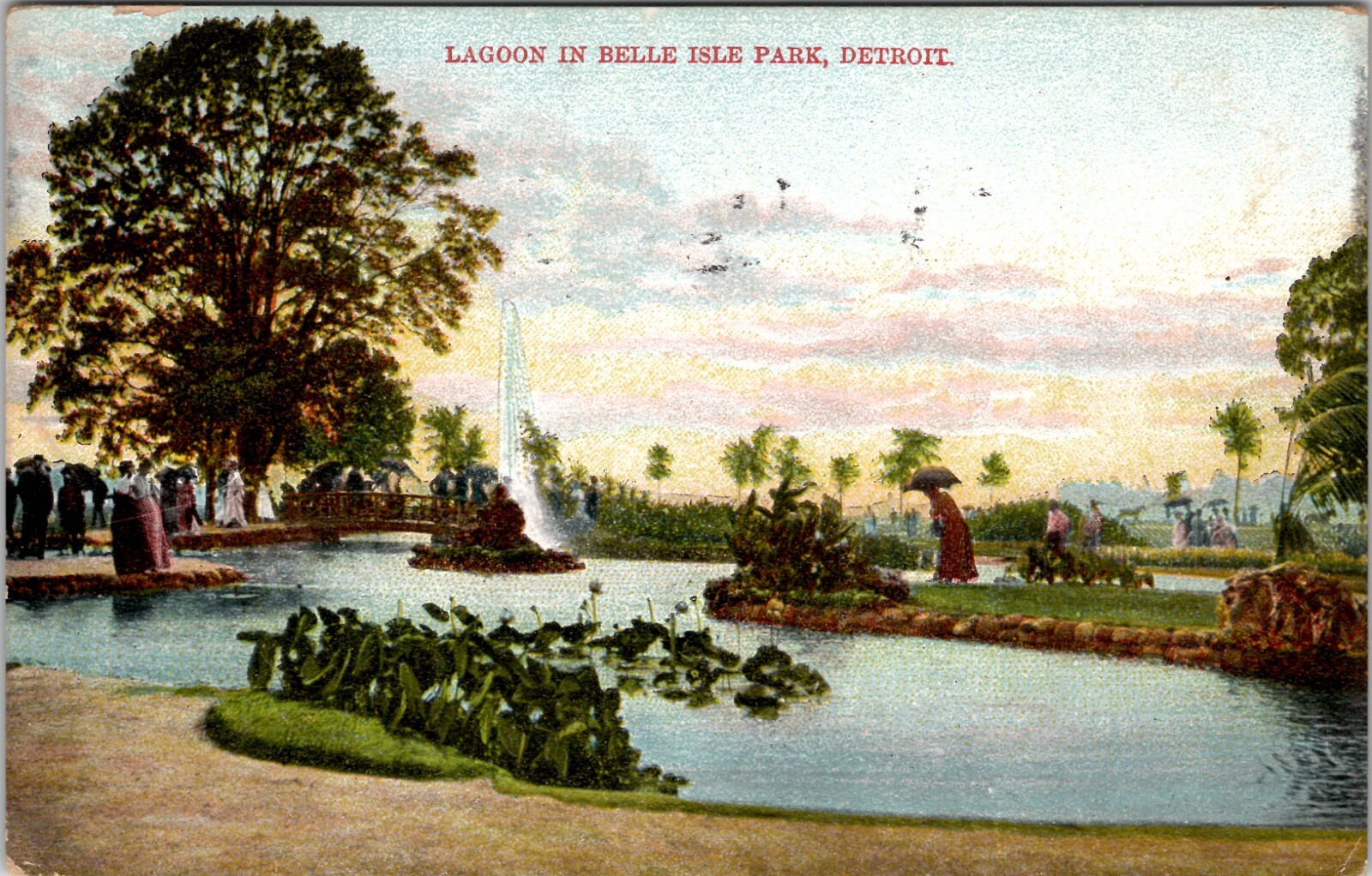 Lagoon in Belle Isle Park Detroit Vintage Postcard spc4