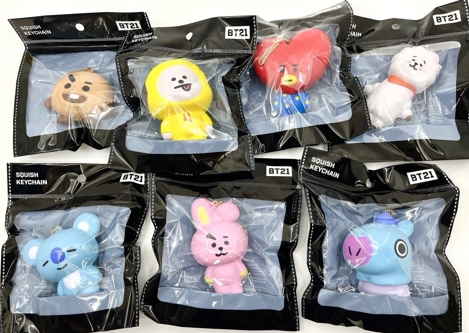 BT21 BTS LINE FRIENDS Hamee Full Body Squishy Keychain 7 Character Set New
