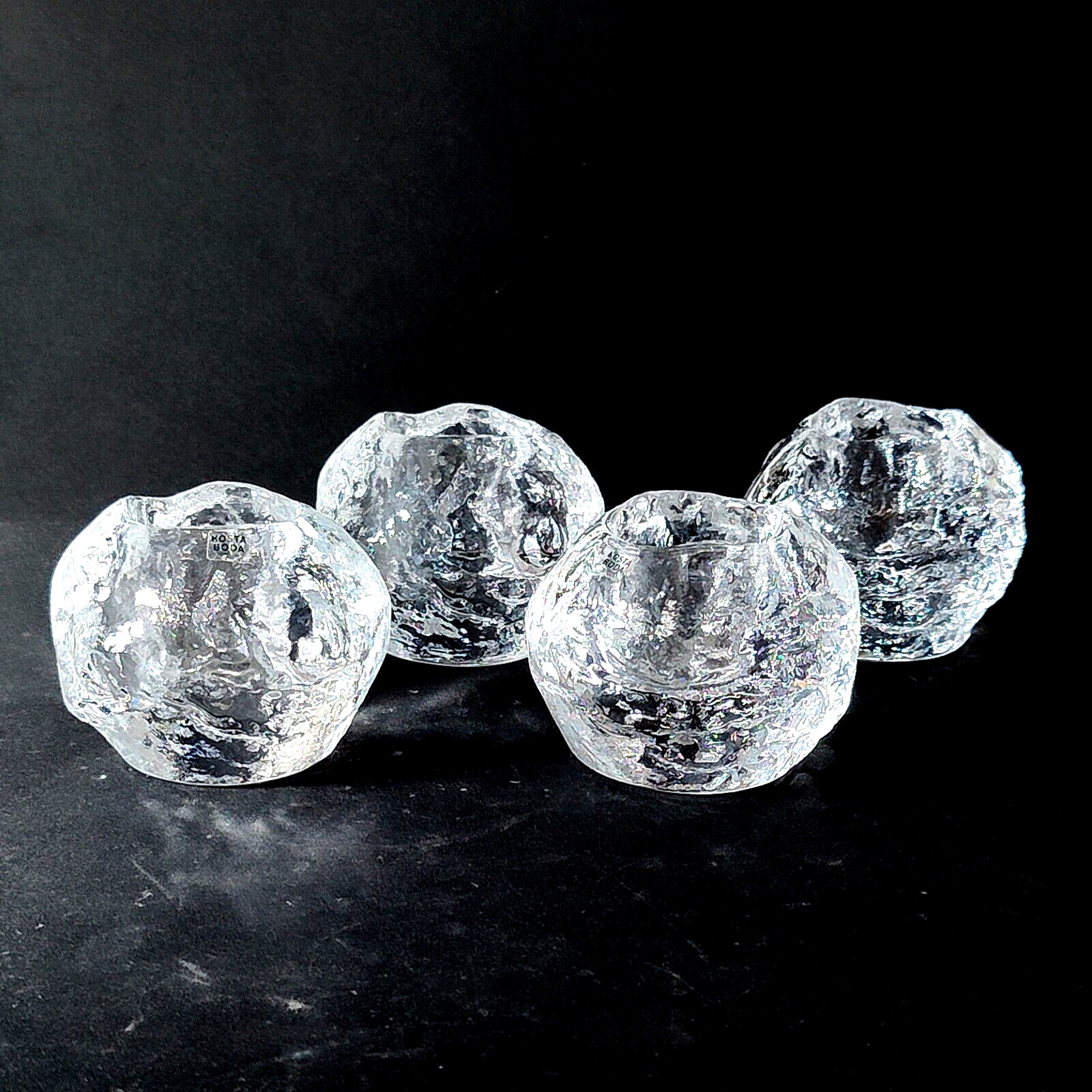 KOSTA BODA SNOWBALL MEDIUM VOTIVE CANDLE HOLDERS, 3\