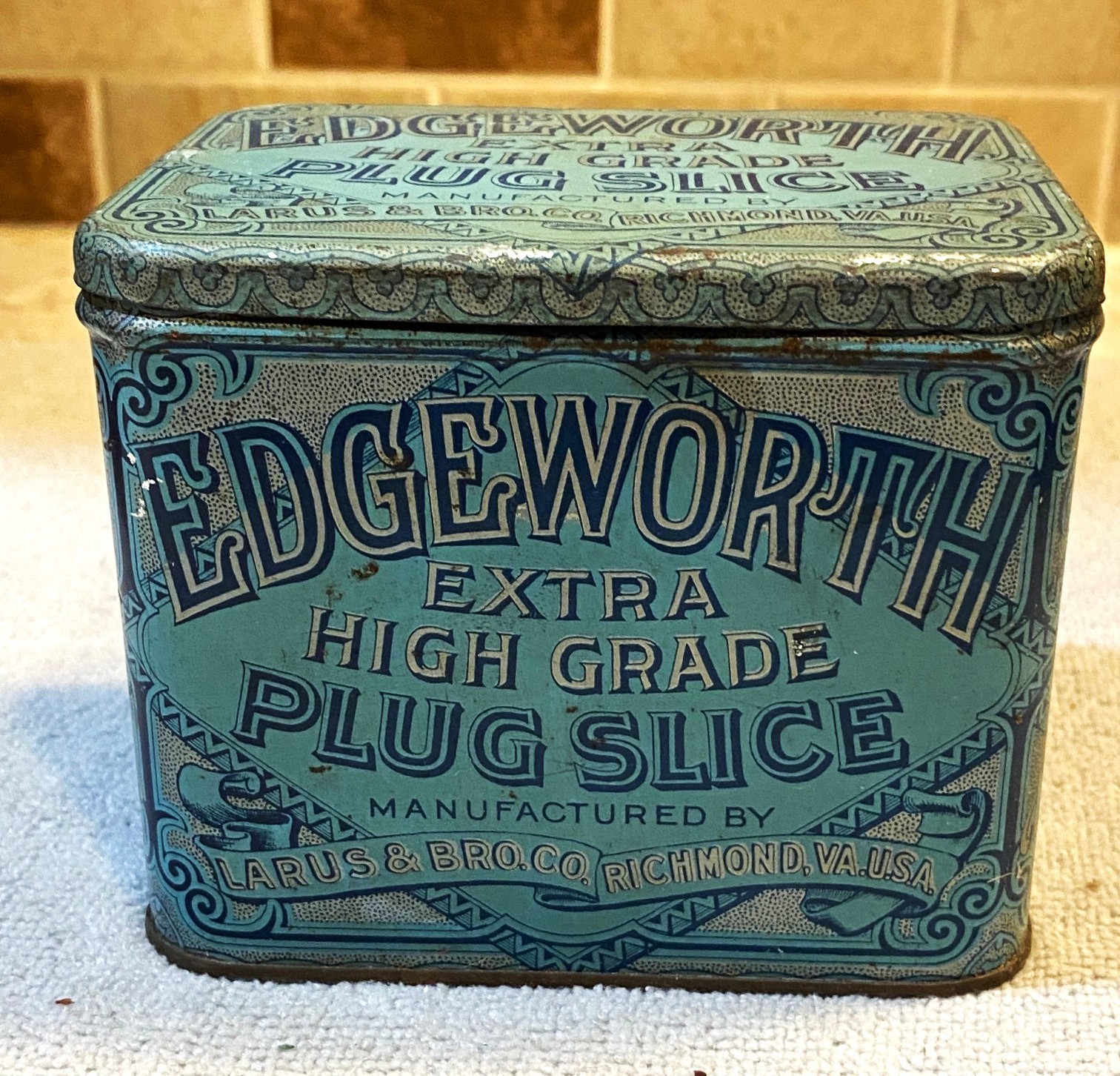 Vintage Edgeworth Plug Slice Tobacco Box Tin w/Tax Stamp   EMPTY  VGC
