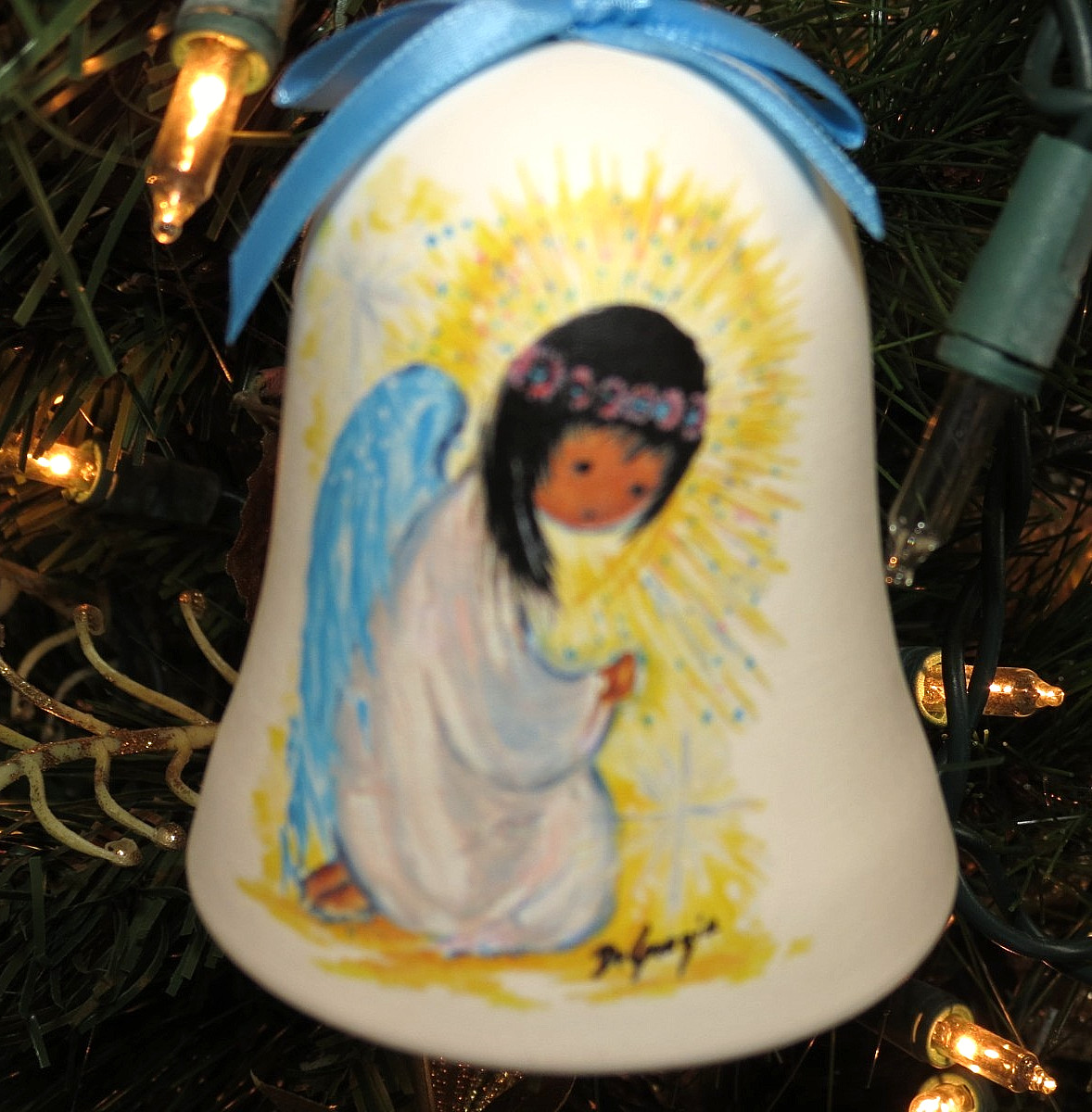 Vintage Ted DeGrazia Christmas Bell Ornament Collectors Limited Edition Signed