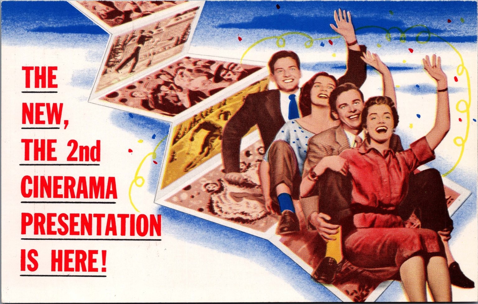 Vintage Cinerama Holiday Postcard Warner Theatre Hollywood Movie Promo