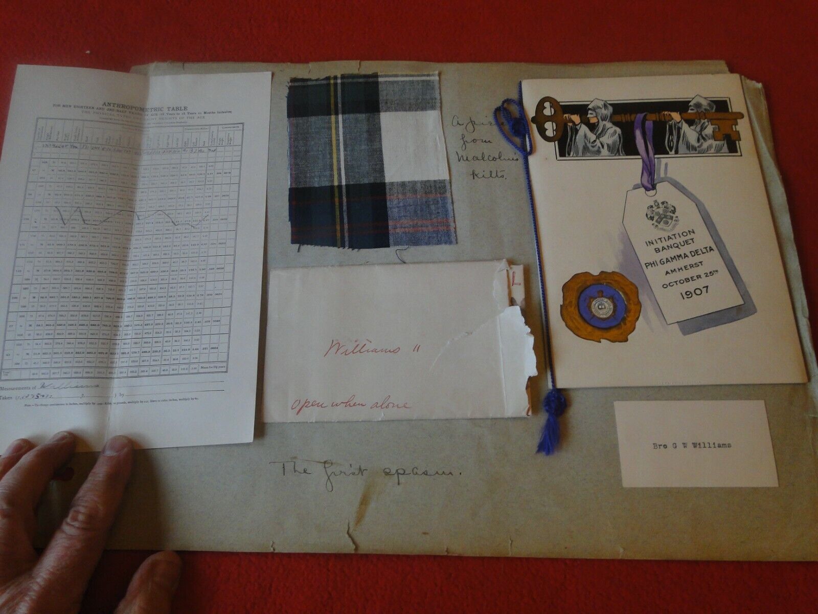 Vintage 1907 Amherst College Loaded Scrapbook Page Menus, Invitations, Postcards
