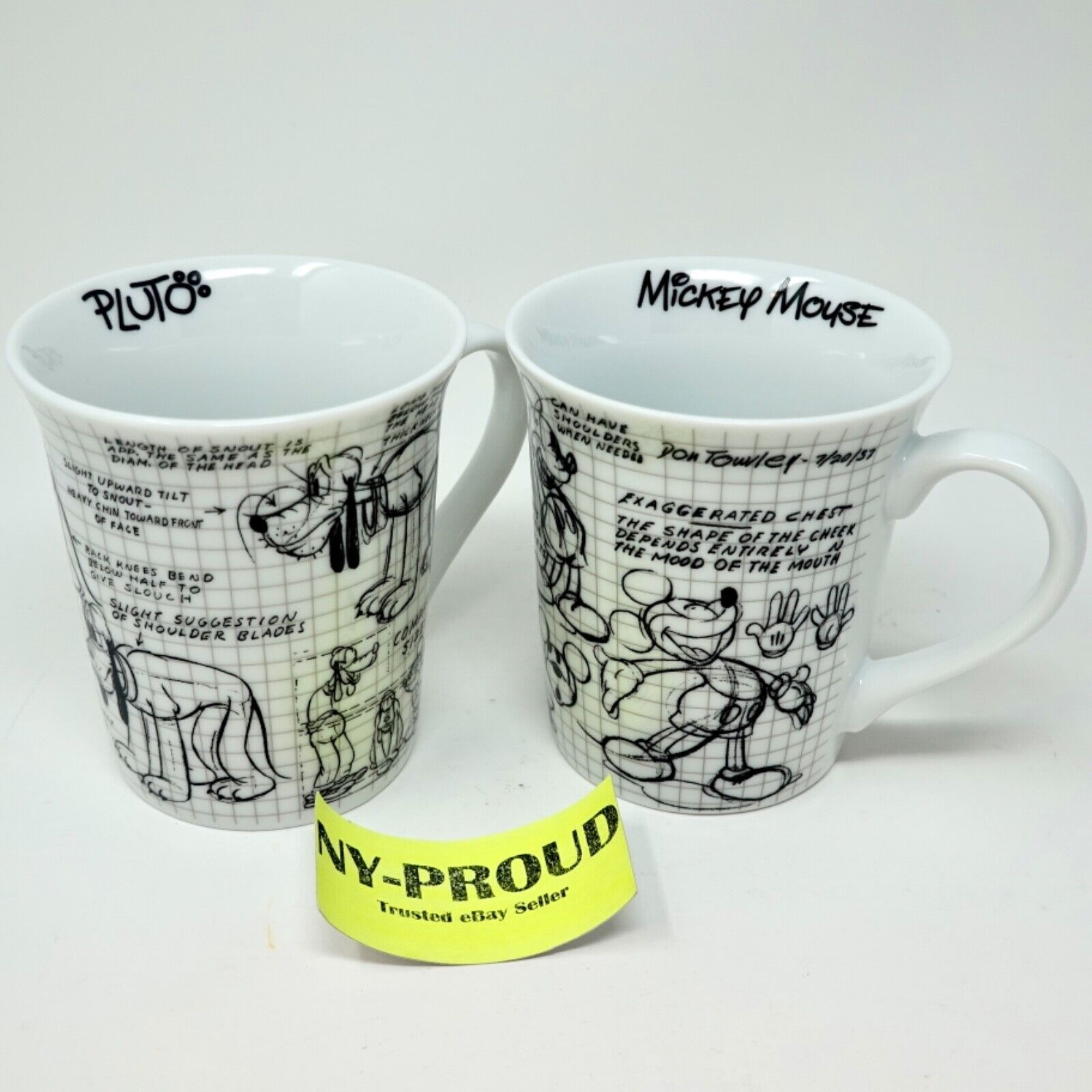 Disney SketchBook Mug Set Mickey Mouse, Pluto & Goofy, NEW, (