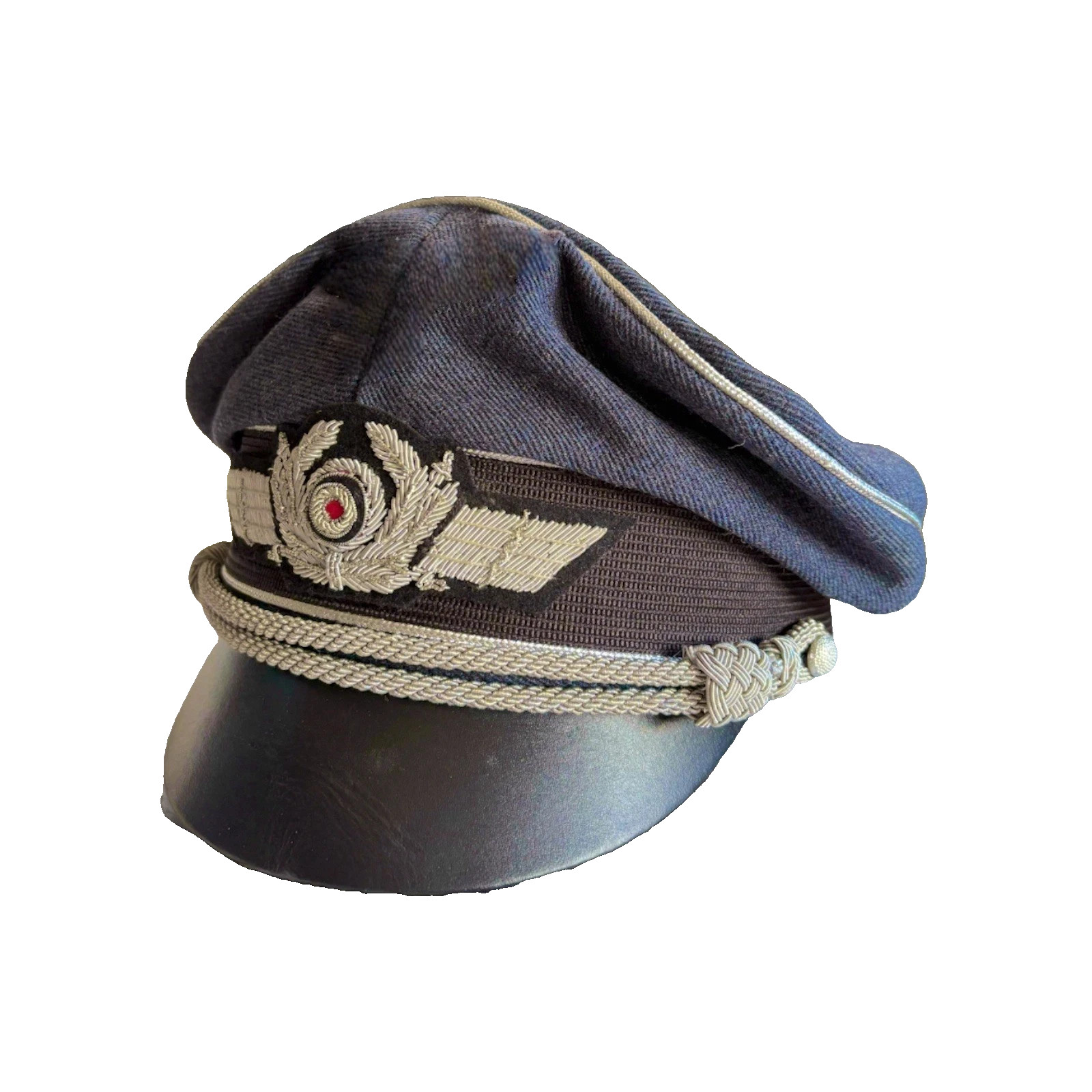 WW2 German Luftwaffe Air Force Military Officers Pilot Crusher Visor Hat Cap