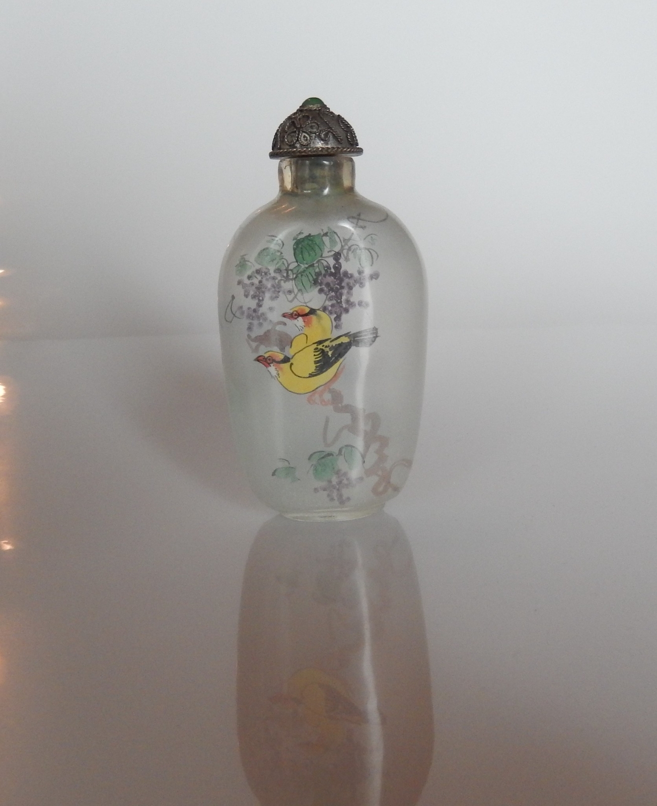 Chinese Snuff Bottle Reverse Painted Bird Scenes Qing Dynasty