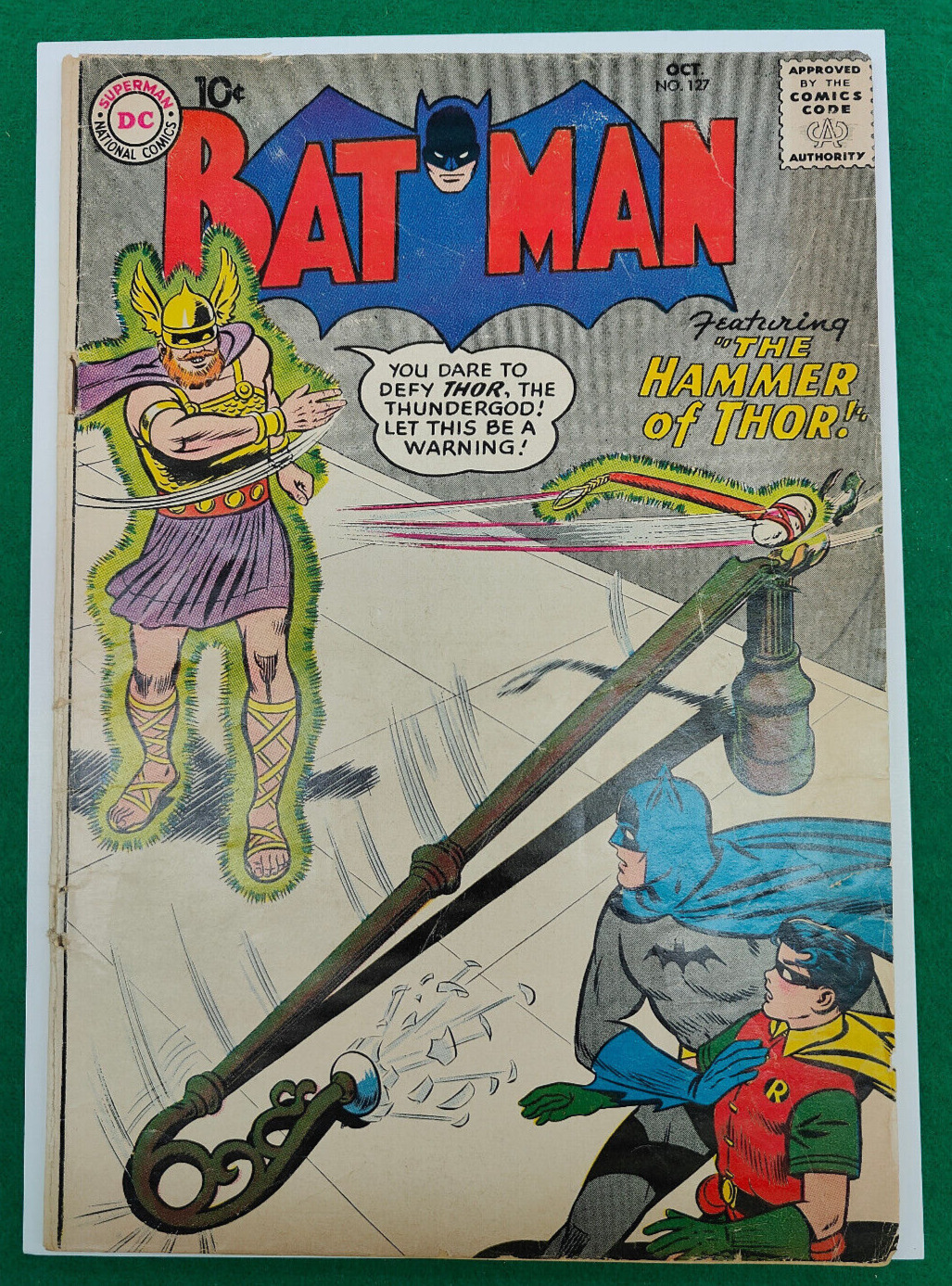 BATMAN #127 BRUCE WAYNE DRESSED AS SUPERMAN 1959 batman vs thor VG-