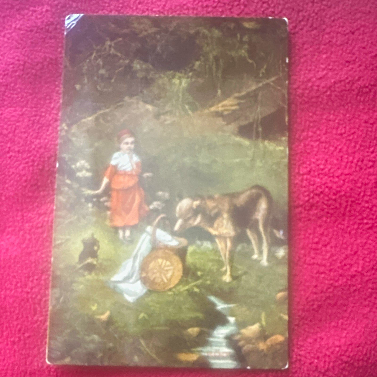 Vtg Posted Original Lithograph Little Red Riding Hood Postcard