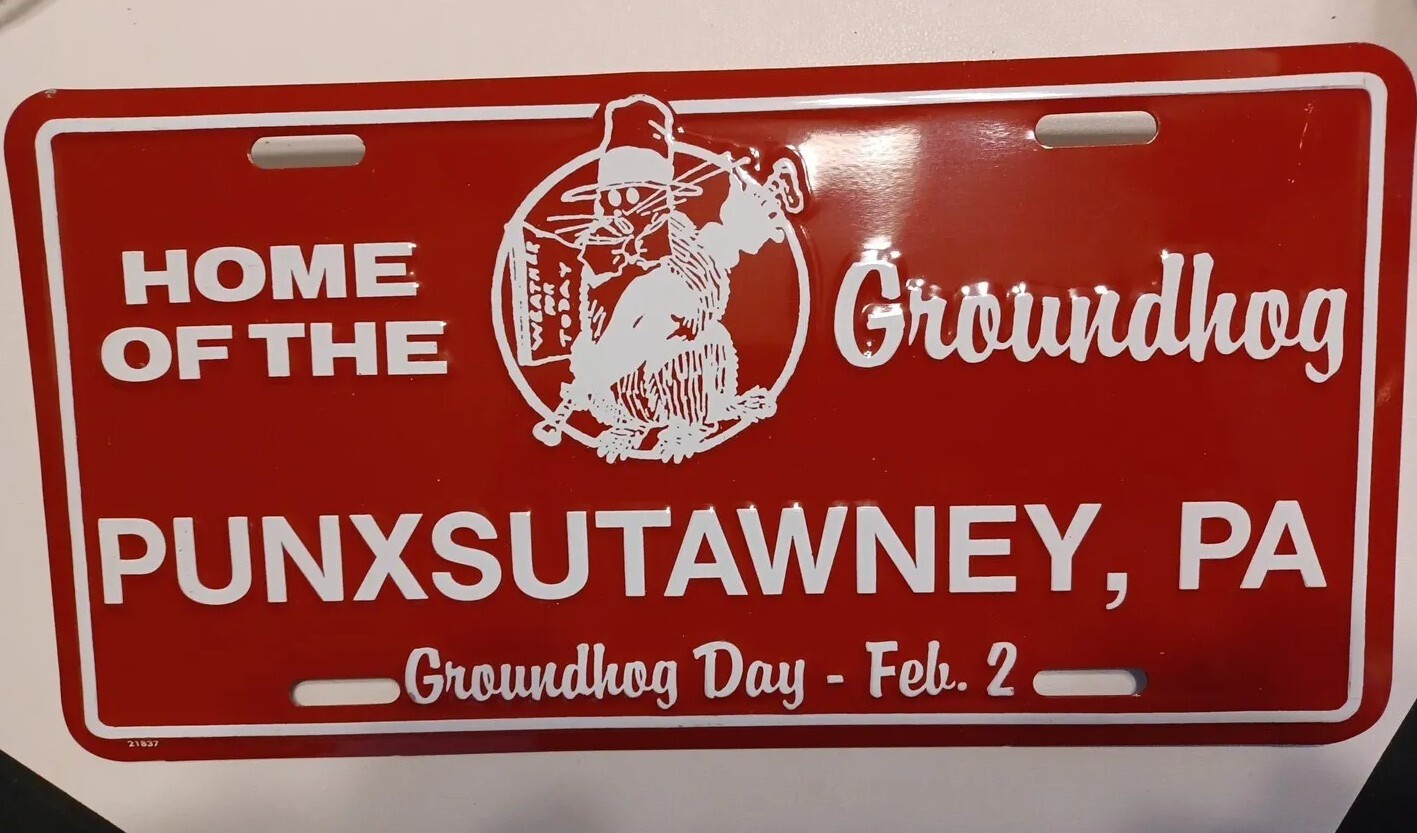 Punxsutawney PA Home Of The Groundhog Vintage License Plate