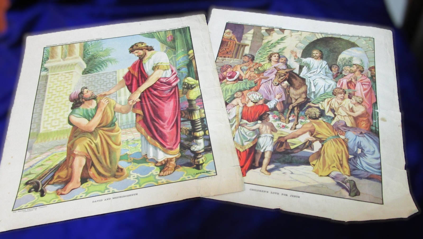 2 Vintage 1910s Sunday School Lesson Prints Otto Stemler Lithograph Bible Poster 2 Vintage 1910s Sunday School Lesson Prints Otto Stemler Lithograph Bible Poster