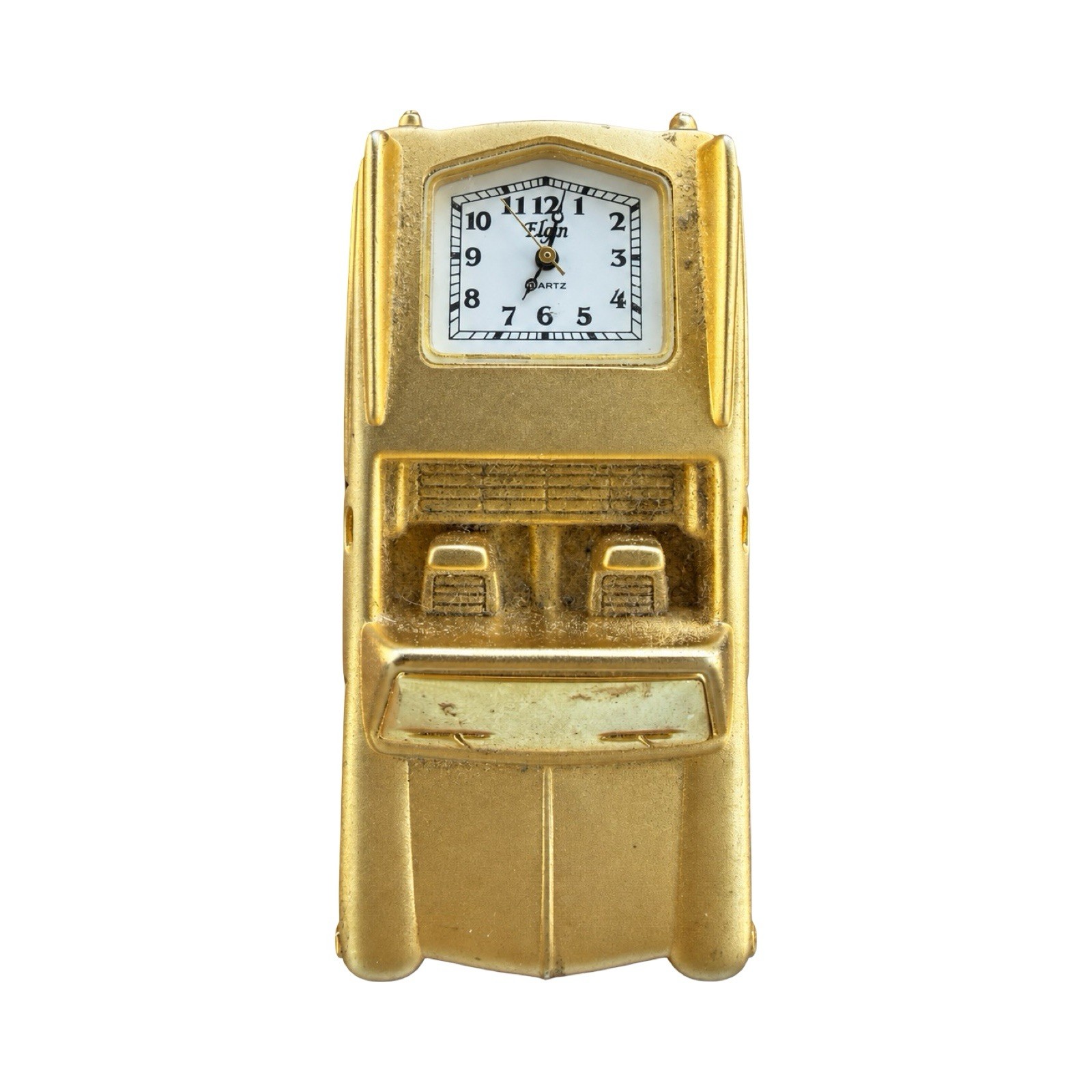 Vintage 1962 Cadillac Gold Elgin Miniature Car Quartz Desk Clock Good Condition