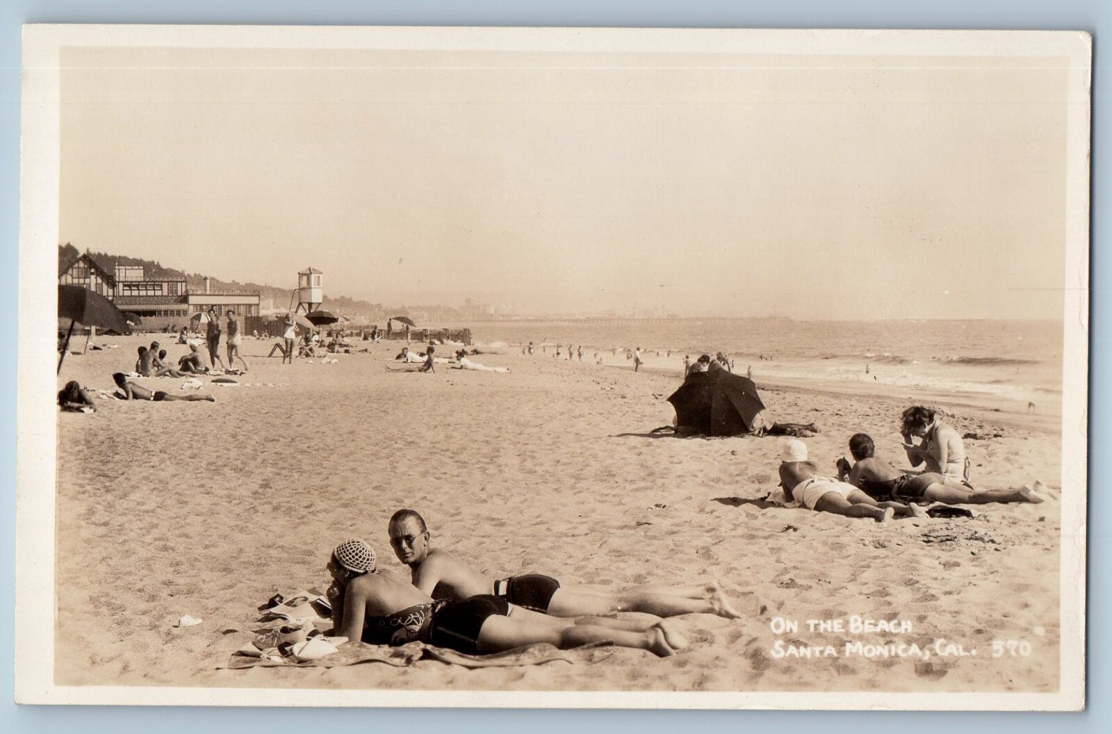 c1940\'s On The Beach Santa Monica California CA RPPC Photo Vintage Postcard c1940\'s On The Beach Santa Monica California CA RPPC Photo Vintage Postcard