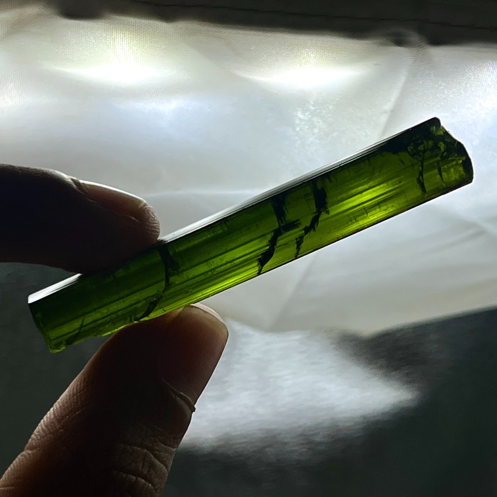Rare Large Green Tourmaline Pencil Rough, 58.78 Ct, 61x10x8mm