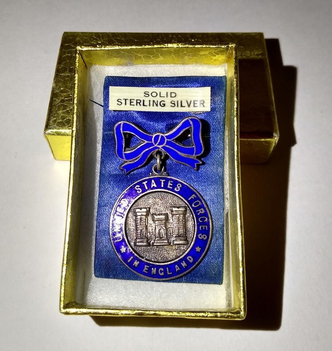 WWII U.S. Forces in England Sweetheart Pin on Original Card Sterling Silver USA WWII U.S. Forces in England Sweetheart Pin on Original Card Sterling Silver USA