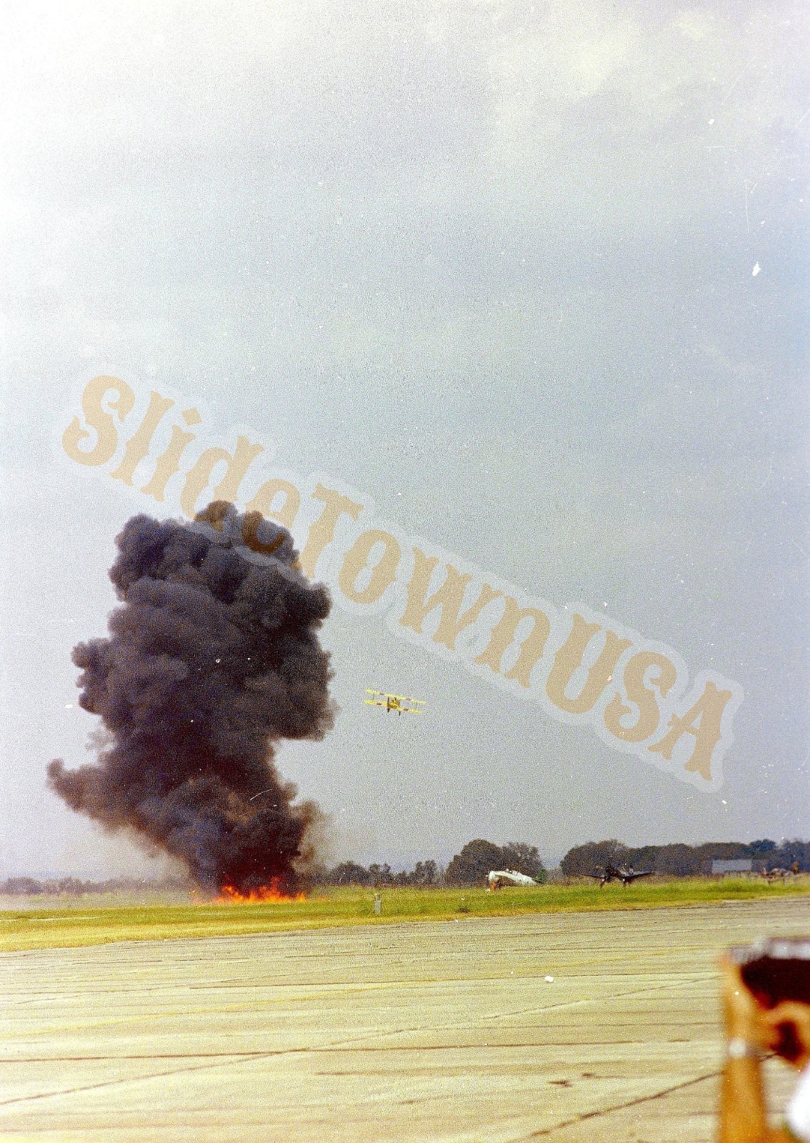 Vtg 35mm Negative Air Show Plane Crash Explosion Fire Smoke Plume Biplane M-1911