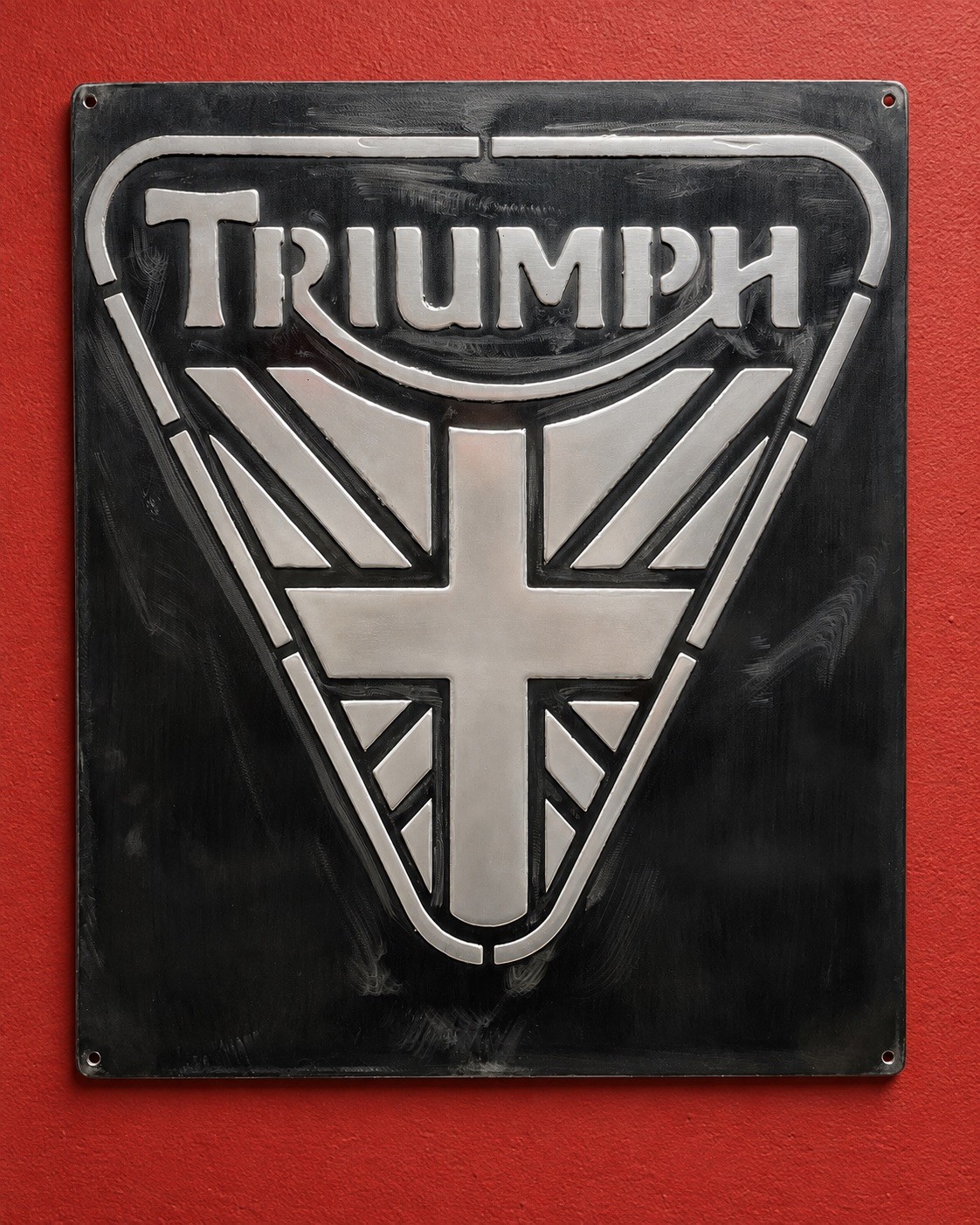 Triumph Vintage Style Garage Sign 20x24 Handmade Aluminum Relief Metal Wall Art