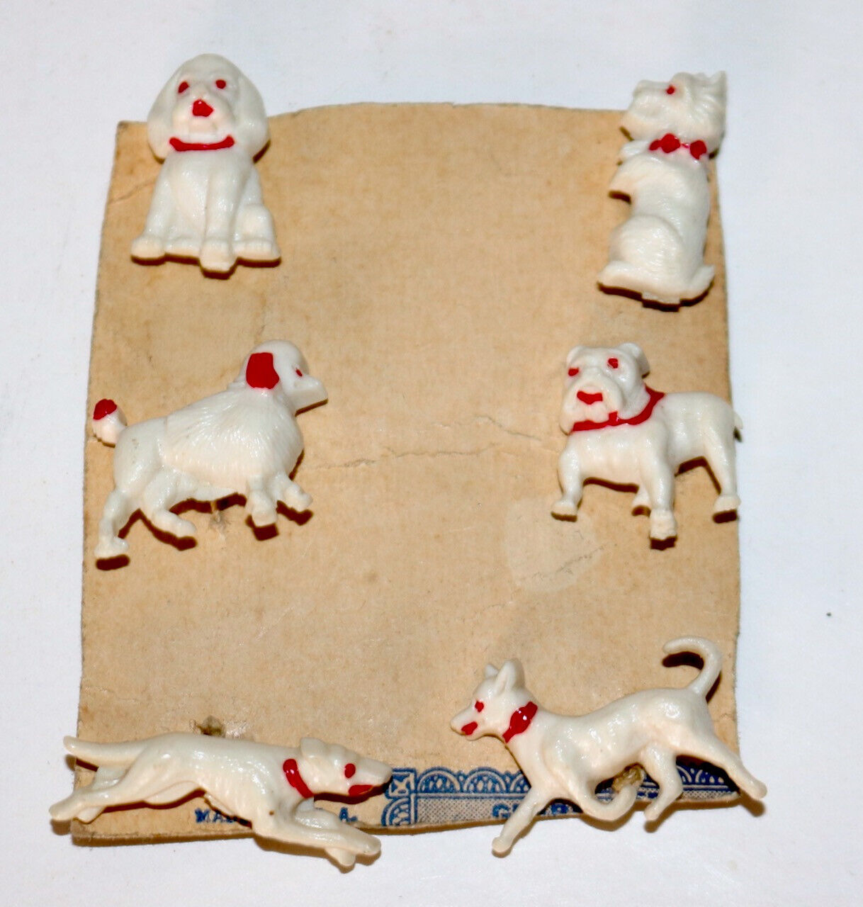Plastic miniature Dog vintage sewing buttons set of 6