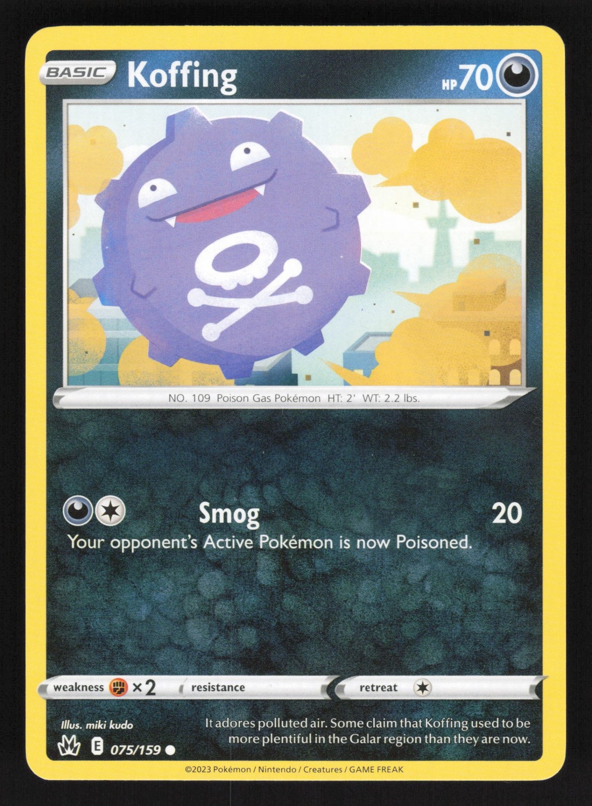 English NM Koffing 075/159 CRZ Pokemon SWSH: Crown Zenith