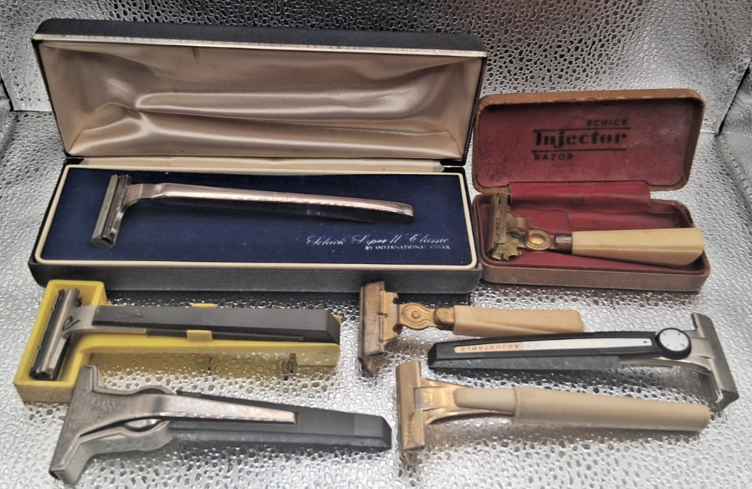 Lot of 7 Vintage Schick Razors Injector Adjustable Band Super II Eversharp Lot of 7 Vintage Schick Razors Injector Adjustable Band Super II Eversharp