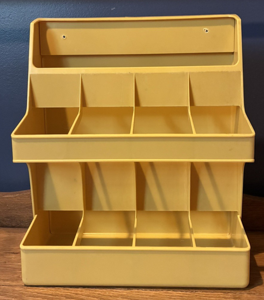 Vintage Rubbermaid HARVEST GOLD Kitchen Organizer for Plastic Wraps Boxes & Bags