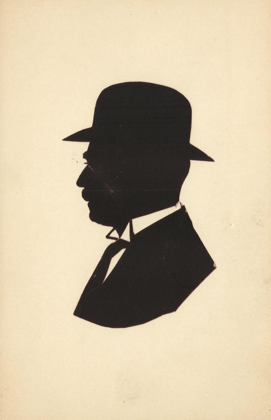 Handmade Cut Paper Silhouette Well Dressed Gentleman Facing Left POSTCARD UNUSED