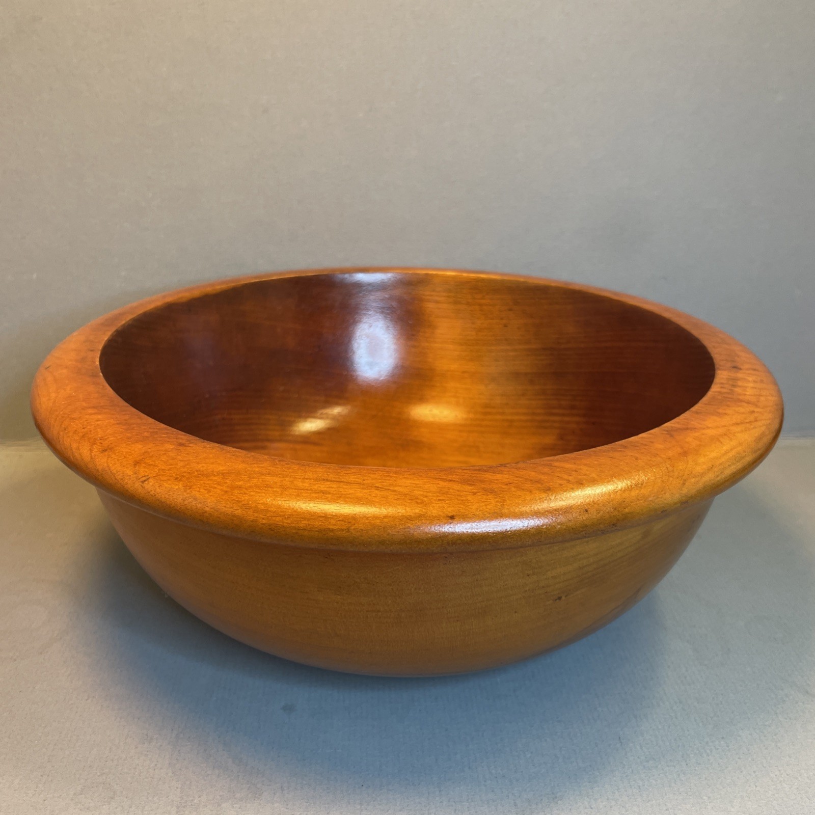 Vintage Hand-Turned Solid Wood Bowl 9.5” Rustic Salad Fruit Serving Bowl