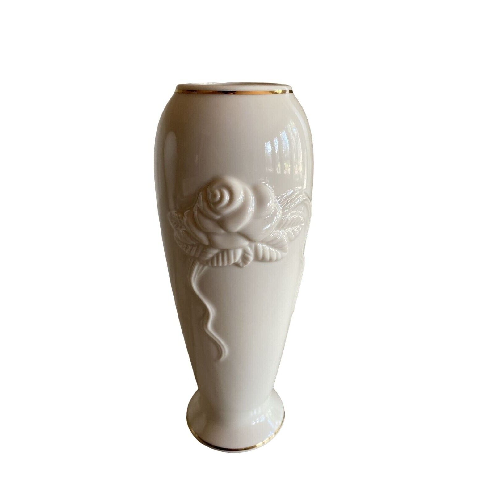 Lenox Petite Bud Vase Rosebud Pattern Ivory  with Gold Trim