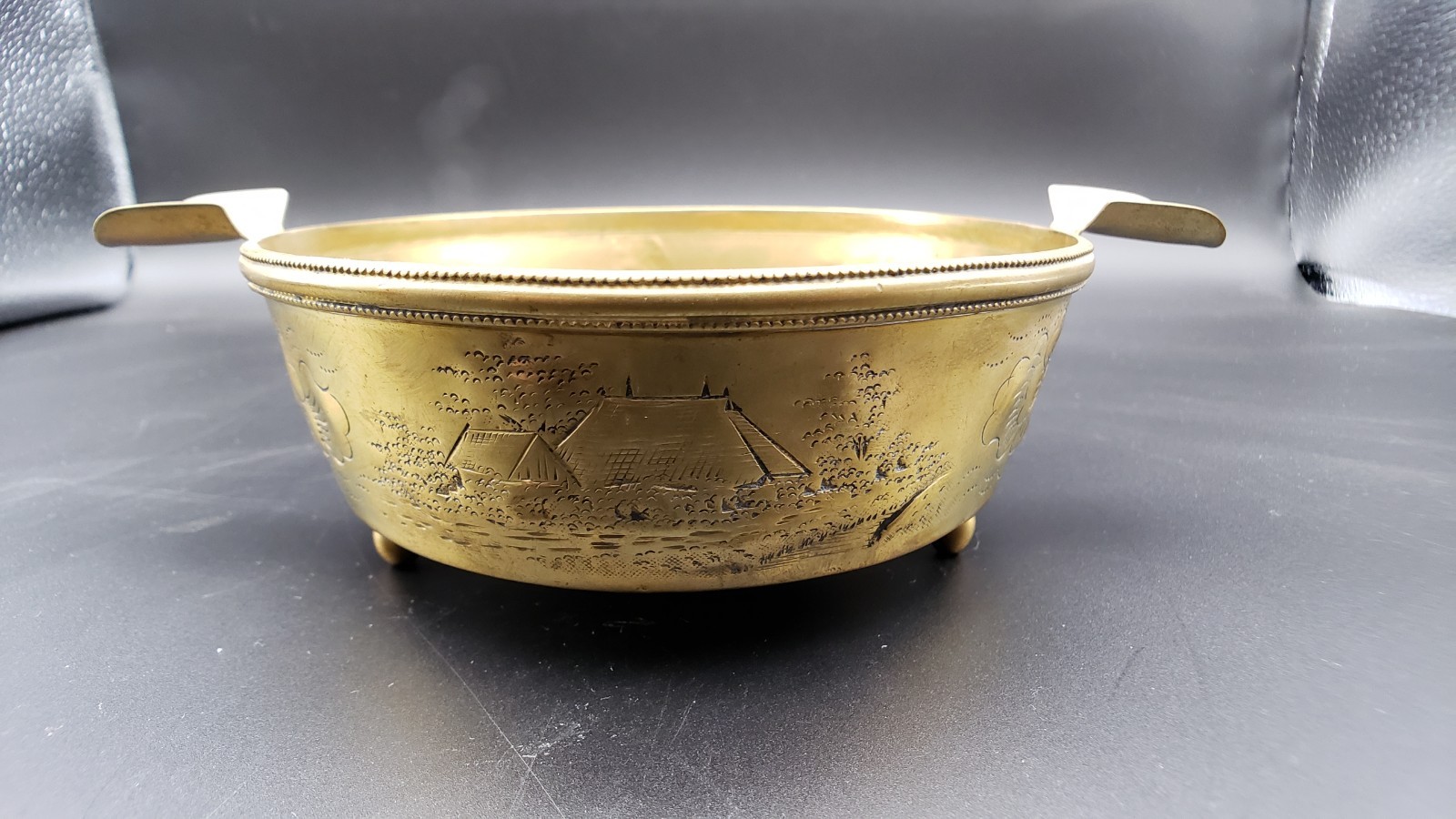 Antique Dutch Friesche Koper Kunst Klaas Dijkstra Brass Footed Bowl 5\ Antique Dutch Friesche Koper Kunst Klaas Dijkstra Brass Footed Bowl 5\