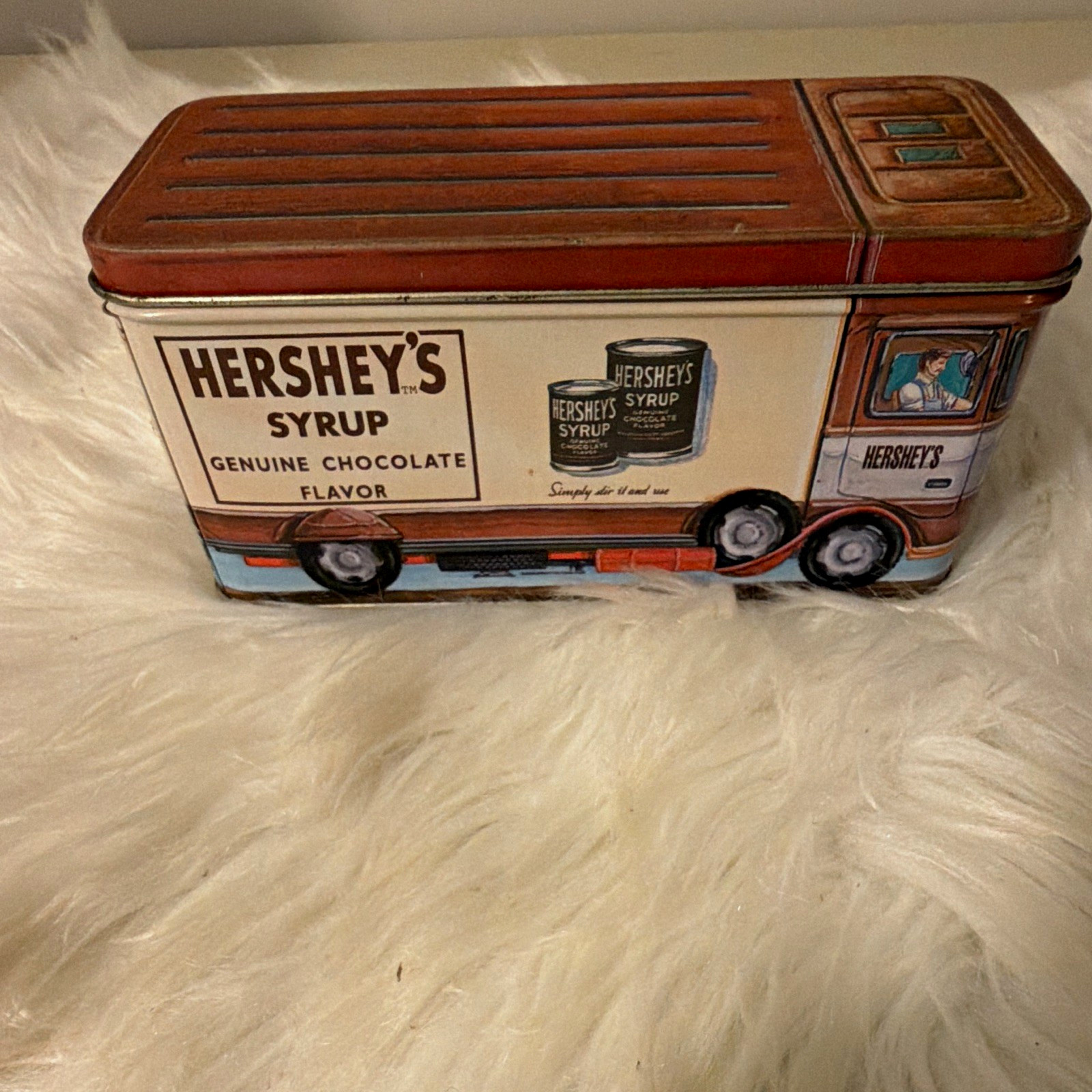 Vintage Hershey's Syrup Genuine Chocolate Flavor Truck-Shaped Advertising Tin