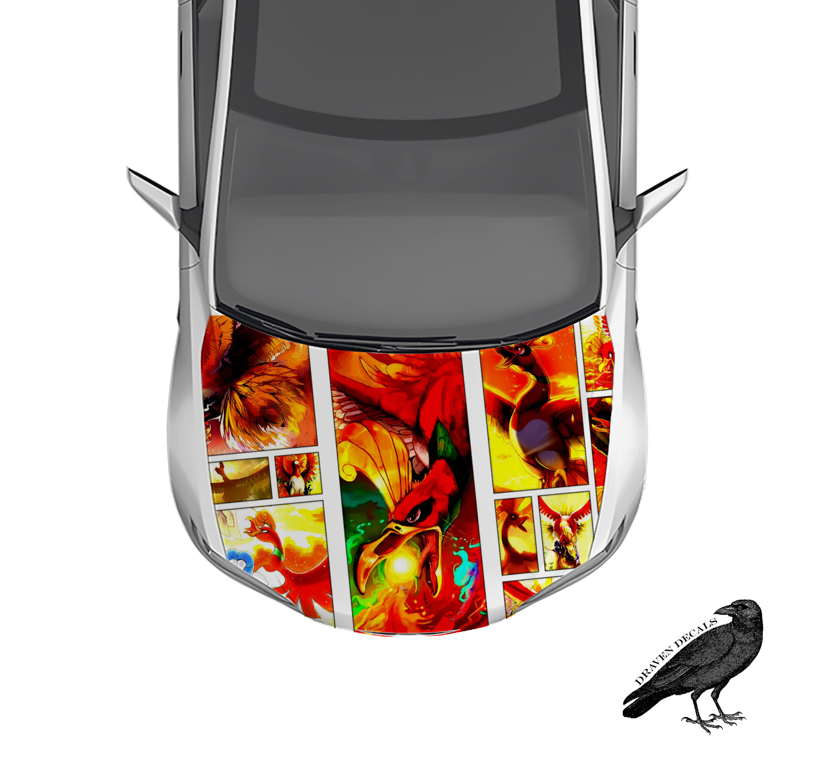Ho Oh Pokemon Anime Hood Wrap Weatherproof 3M Vinyl Car Decal 50\