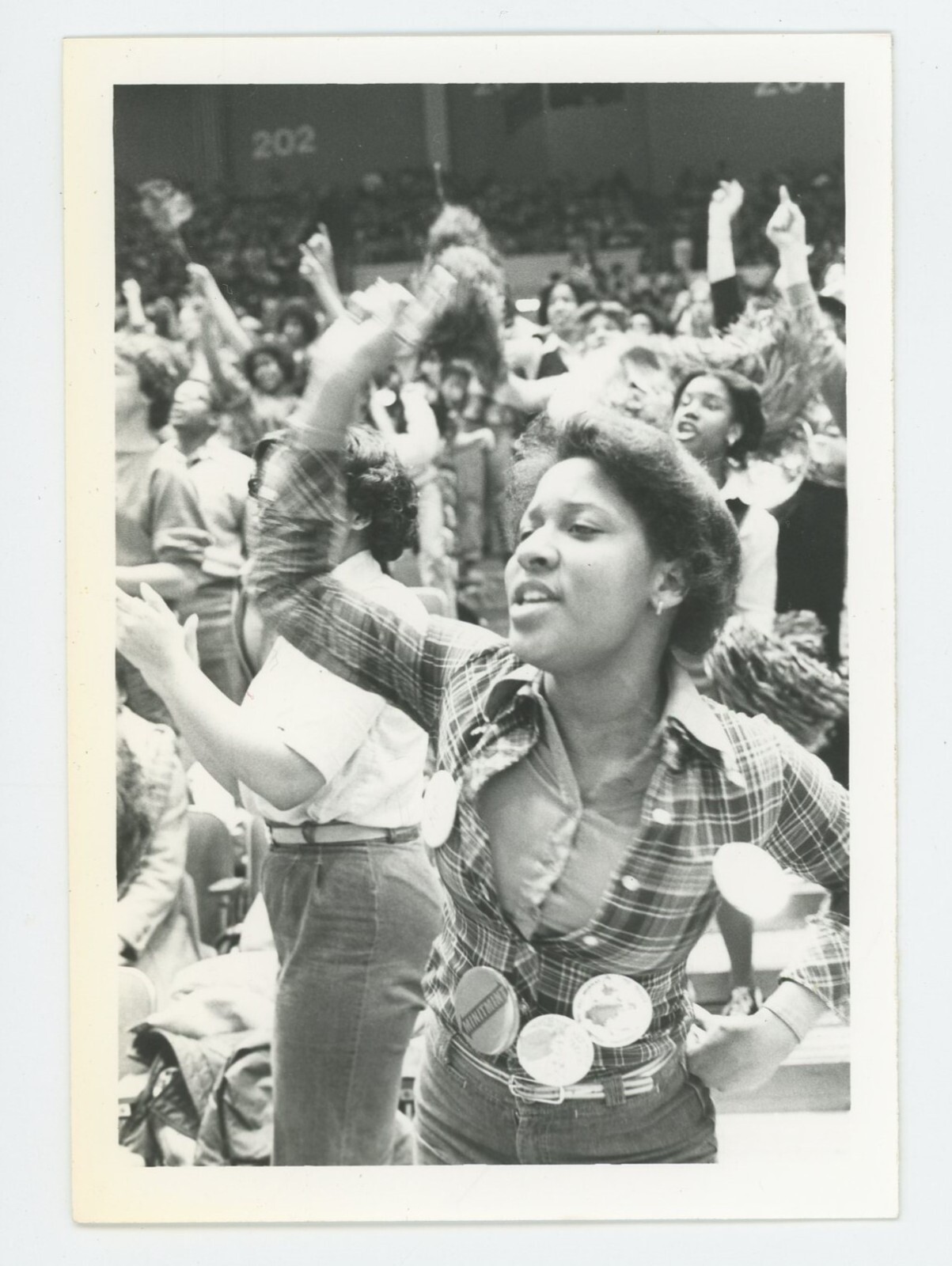 Vintage Photo African American Basketball Fan Cheers Central HS St Paul MN 1970