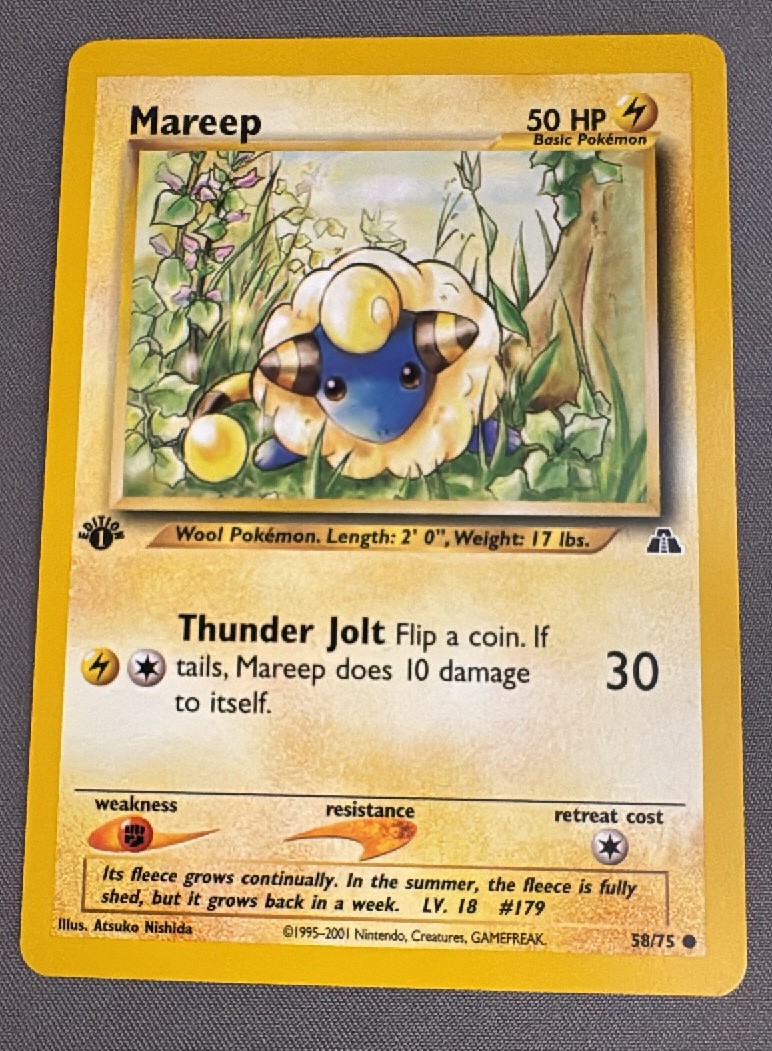 Mareep - 58/75 - Near Mint Condition - Grade 8.7 1st edition Ai graded