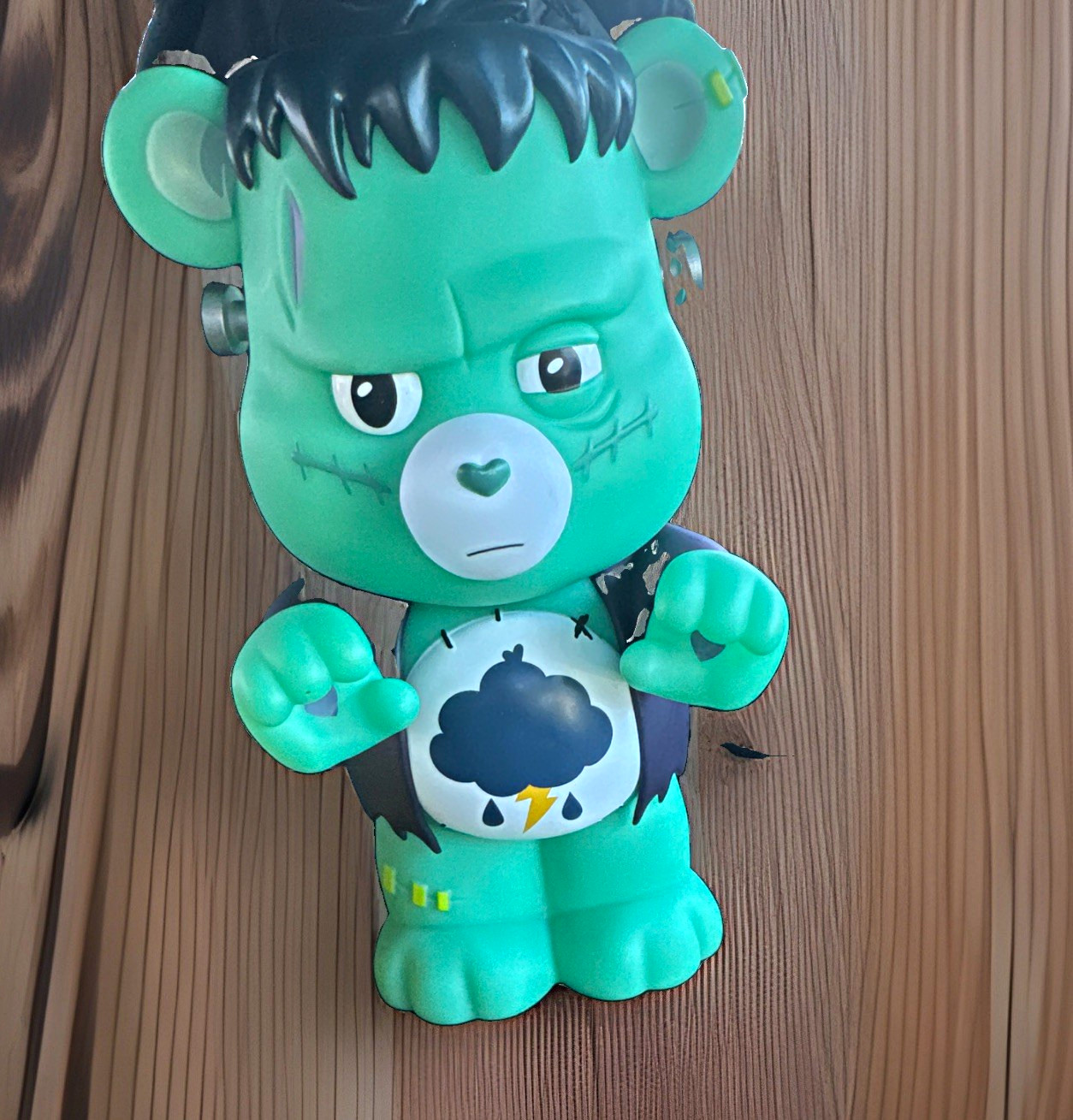 Care Bears Grumpy Bear Frankenstein Style Flocked Vinyl bank