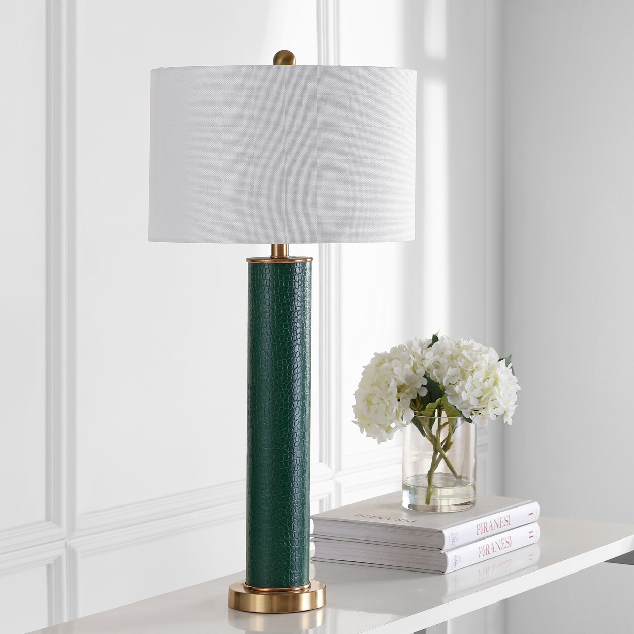SAFAVIEH Ollie Table Lamp (Set of 2) I Snake SkinI | Dark Green |
