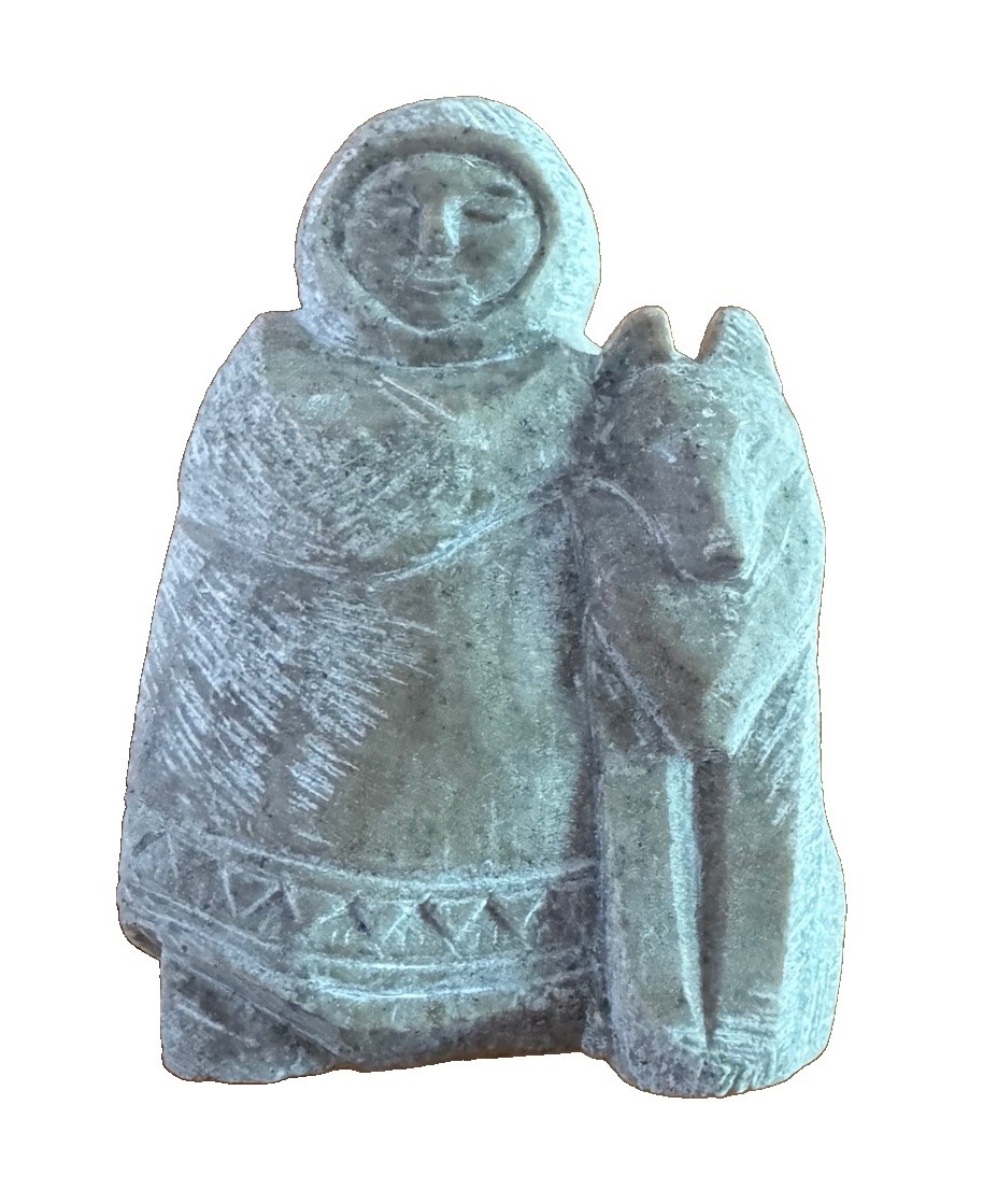 Hand Carved Native Alaskan With Wolf