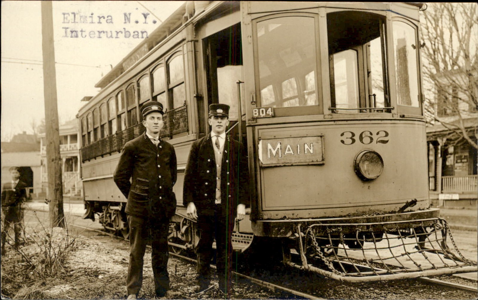 Elmira NY Interurban Streetcar Trolley Motorman c1910 Real Photo Postcard bhn