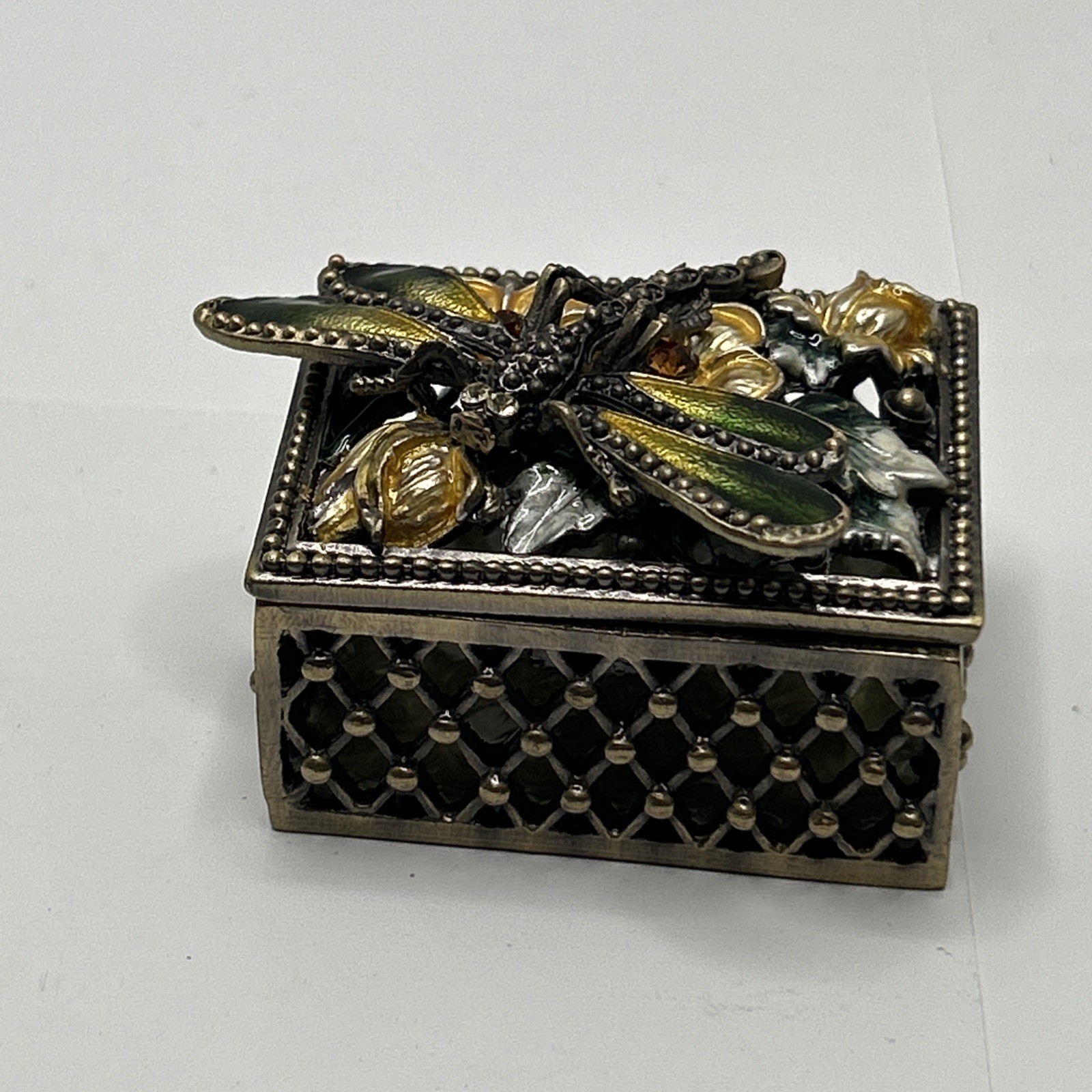 Butterfly Gemmed Trinket Box Magnetic Hinged Jeweled Trinket Box Beautiful
