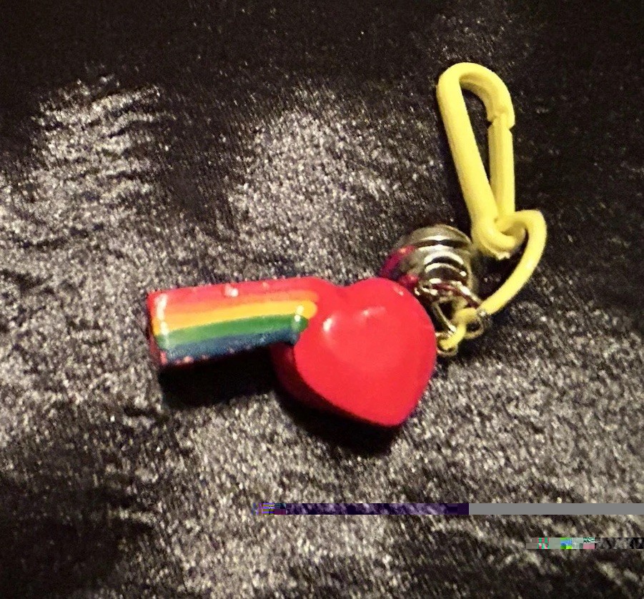 VTG Rare 80’s Red Heart Plastic Whistle Bell Charm w/ Rainbow VTG Rare 80’s Red Heart Plastic Whistle Bell Charm w/ Rainbow