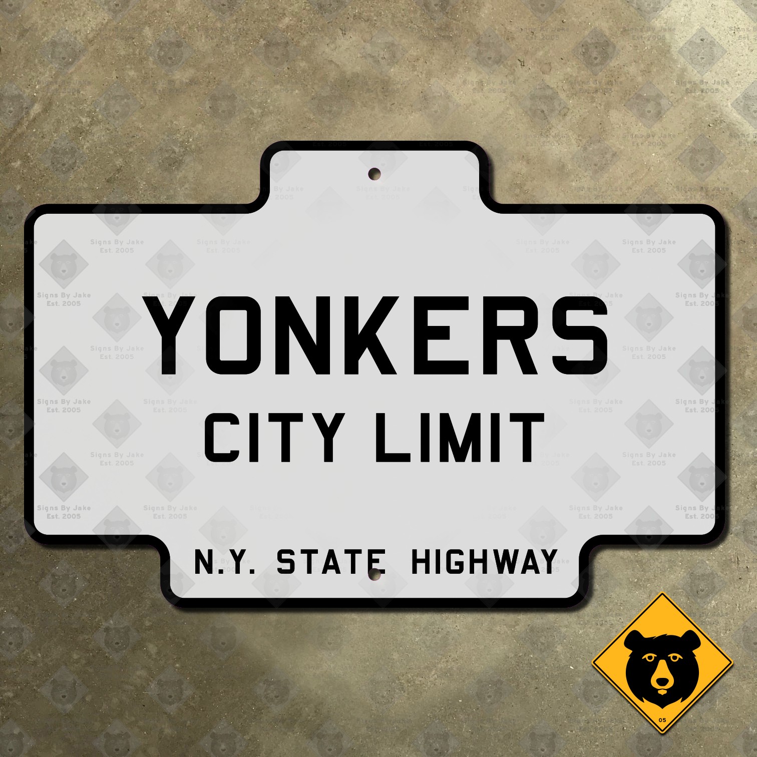 Yonkers New York city limit state highway road sign 1922 marker boundary 15x10
