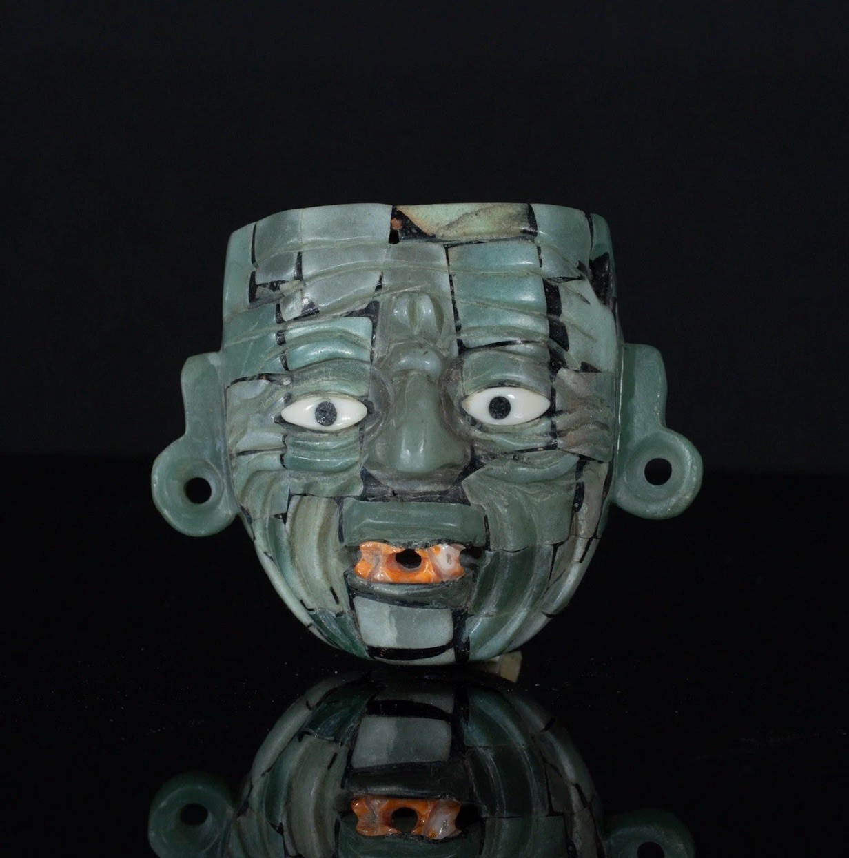 Handcrafted Naranjo Mosaic Jade Mask pendent  Museum ReproductionsOne of a kind 