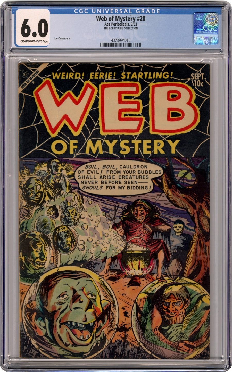 Web of Mystery 20 CGC 6.0 Witch Conjures Ghouls BOBBY BLUE COPY Ace 1953 Cameron