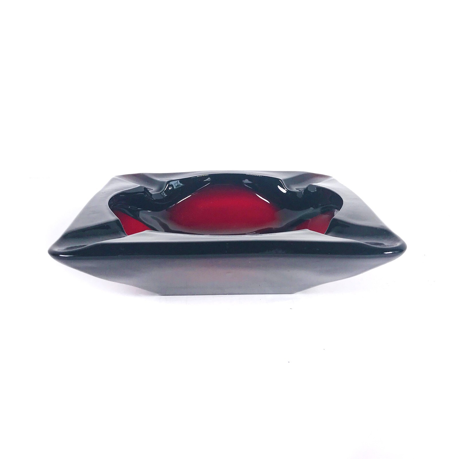 Anchor Hocking Ashtray Square MCM Vintage Heavy Cranberry Glass Ruby Red Anchor Hocking Ashtray Square MCM Vintage Heavy Cranberry Glass Ruby Red
