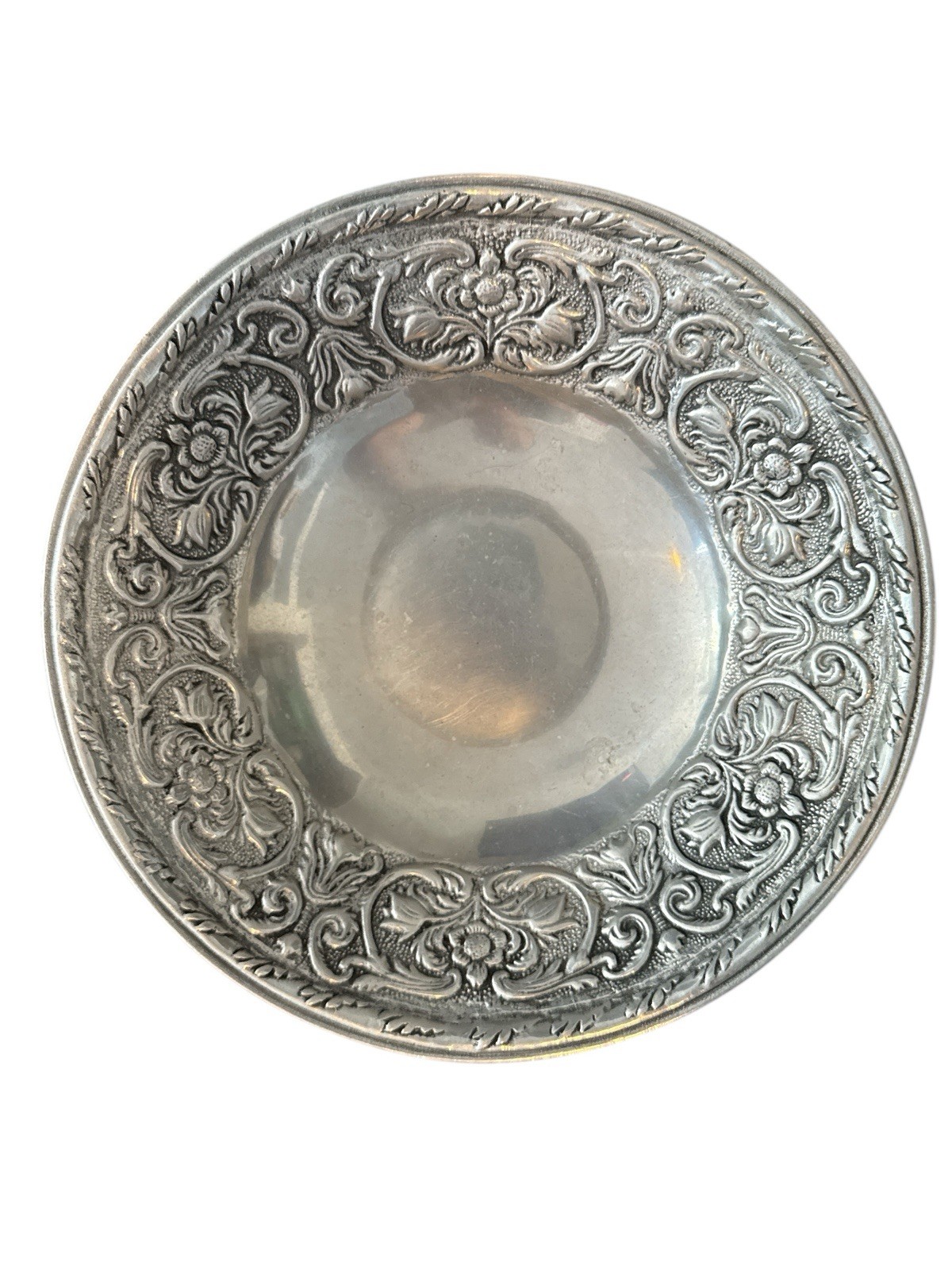 Wilton Armetale Pewter Floral Bowl 12 3/4\