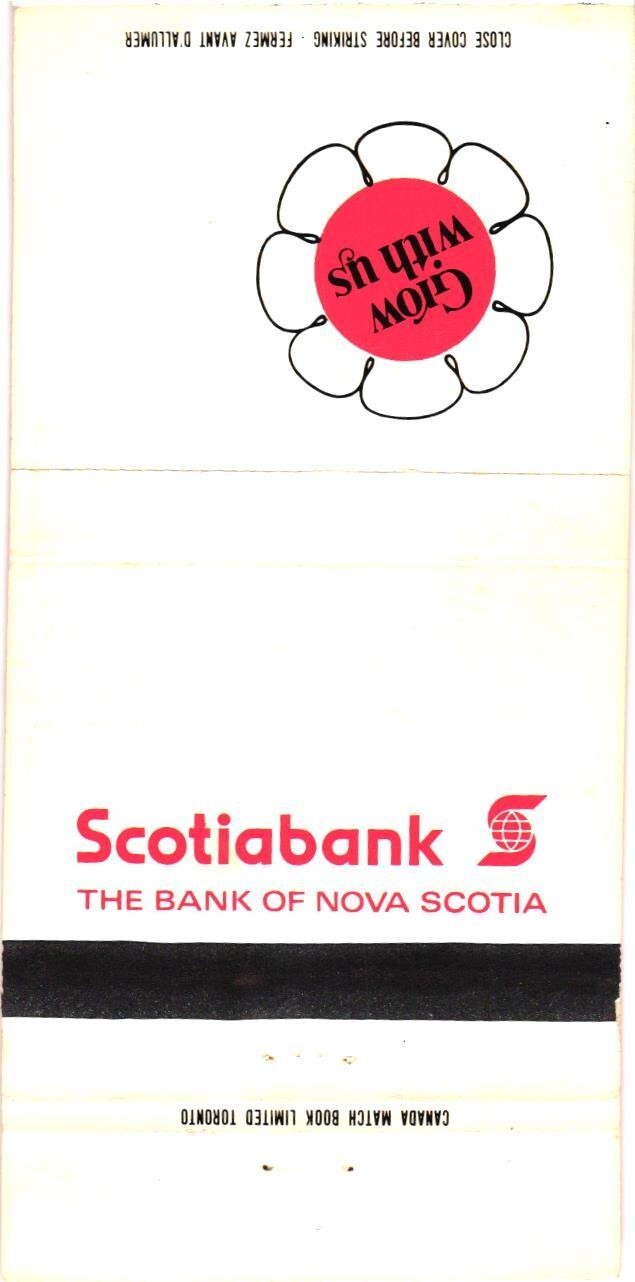 Scotiabank The Bank of Nova Scotia Canada Vintage Matchbook Cover 1970s