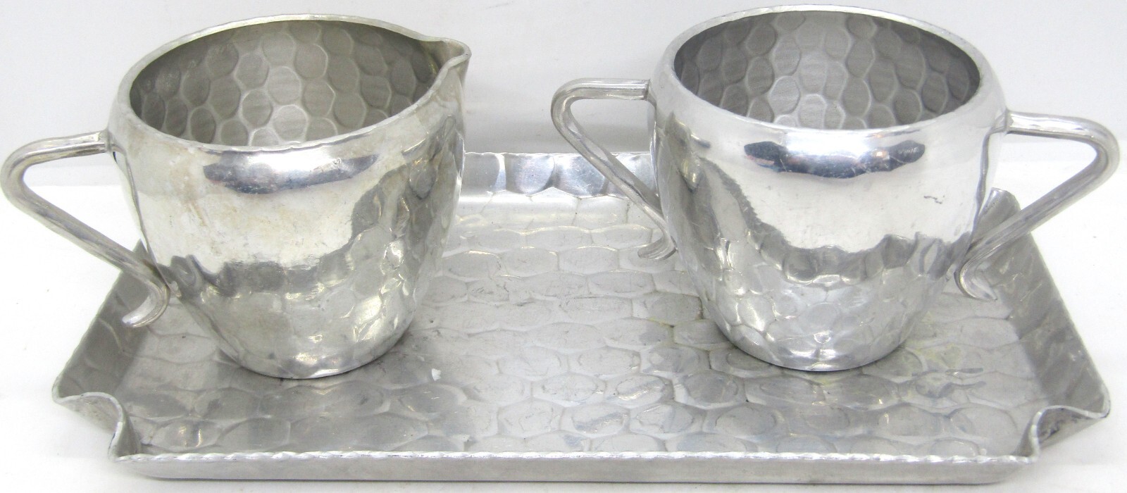World Hand Forged Aluminum Sugar, Cream, & Tray (LL)