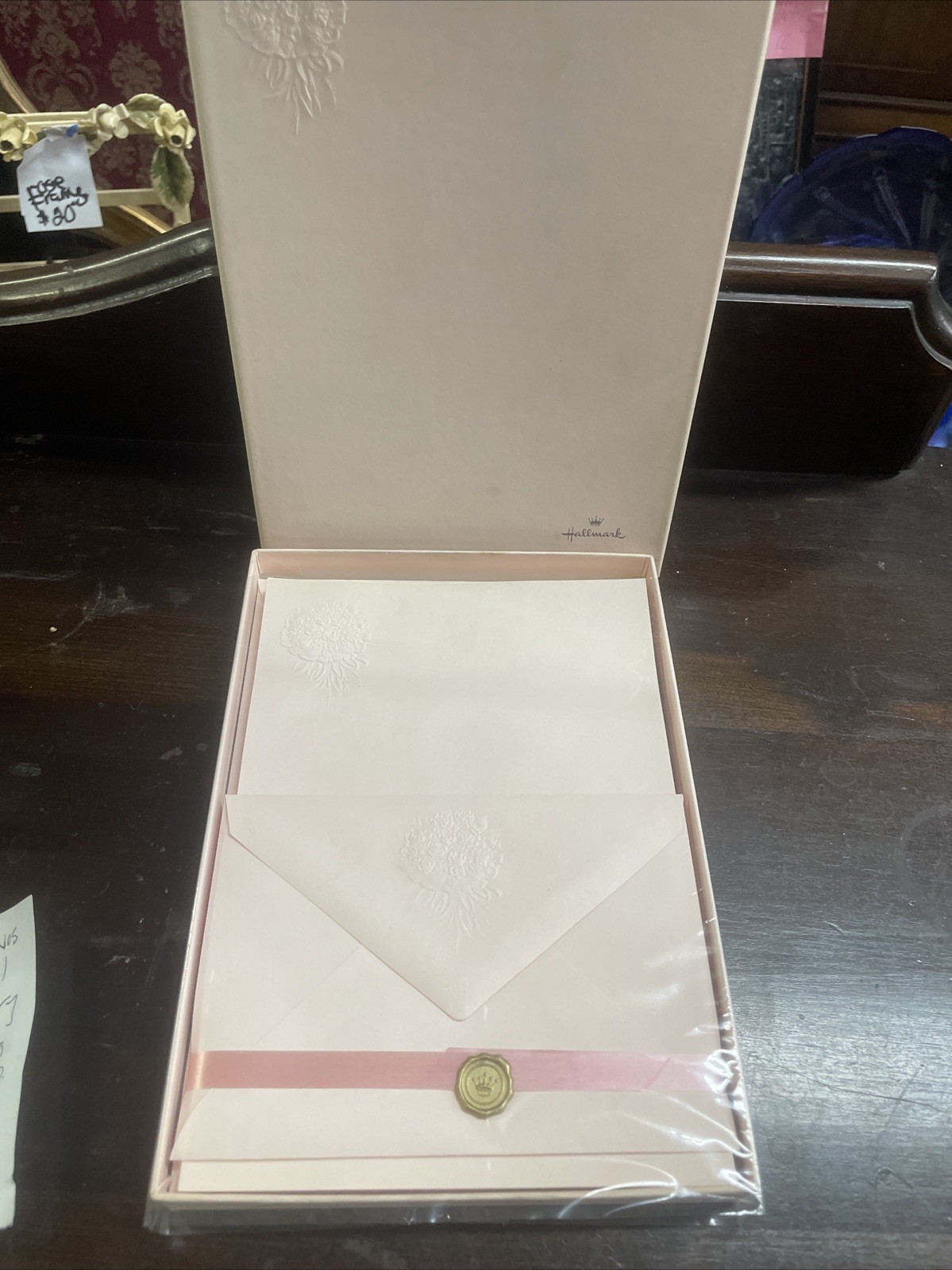 Vintage Pink Hallmark NOS Embossed Floral Nosegay Stationery Boxed Set Vintage Pink Hallmark NOS Embossed Floral Nosegay Stationery Boxed Set