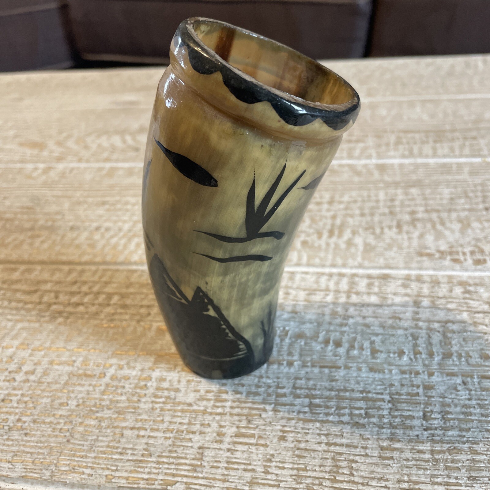 Vintage Decorative Buffalo Horn Vase 5.5” Vintage Decorative Buffalo Horn Vase 5.5”