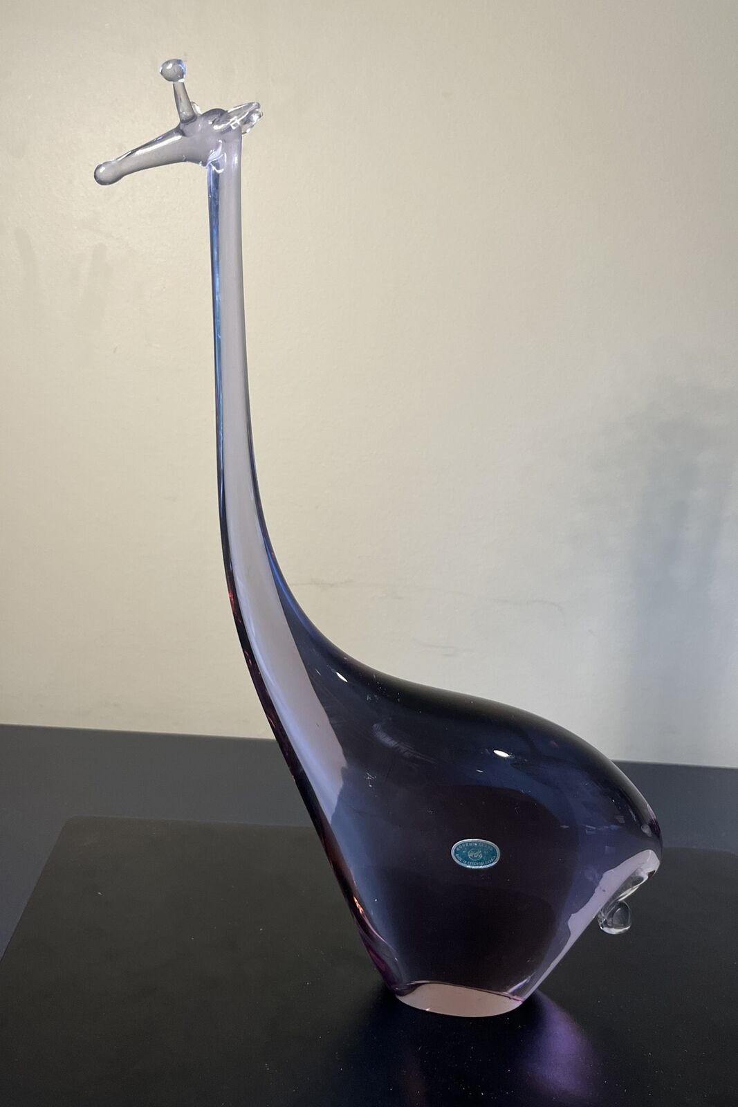 ZBS Vintage 13” Handmade Art Glass Giraffe Czech Rep Bohemia Purple