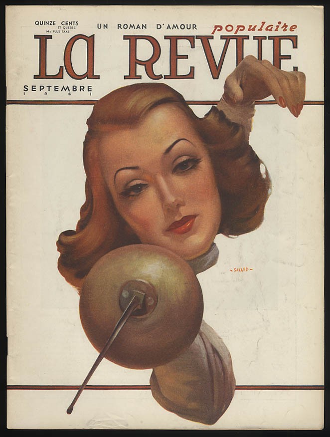 LA REVUE POPULAIRE 9 1941 woman fencer cover by Savard; Charles Boyer